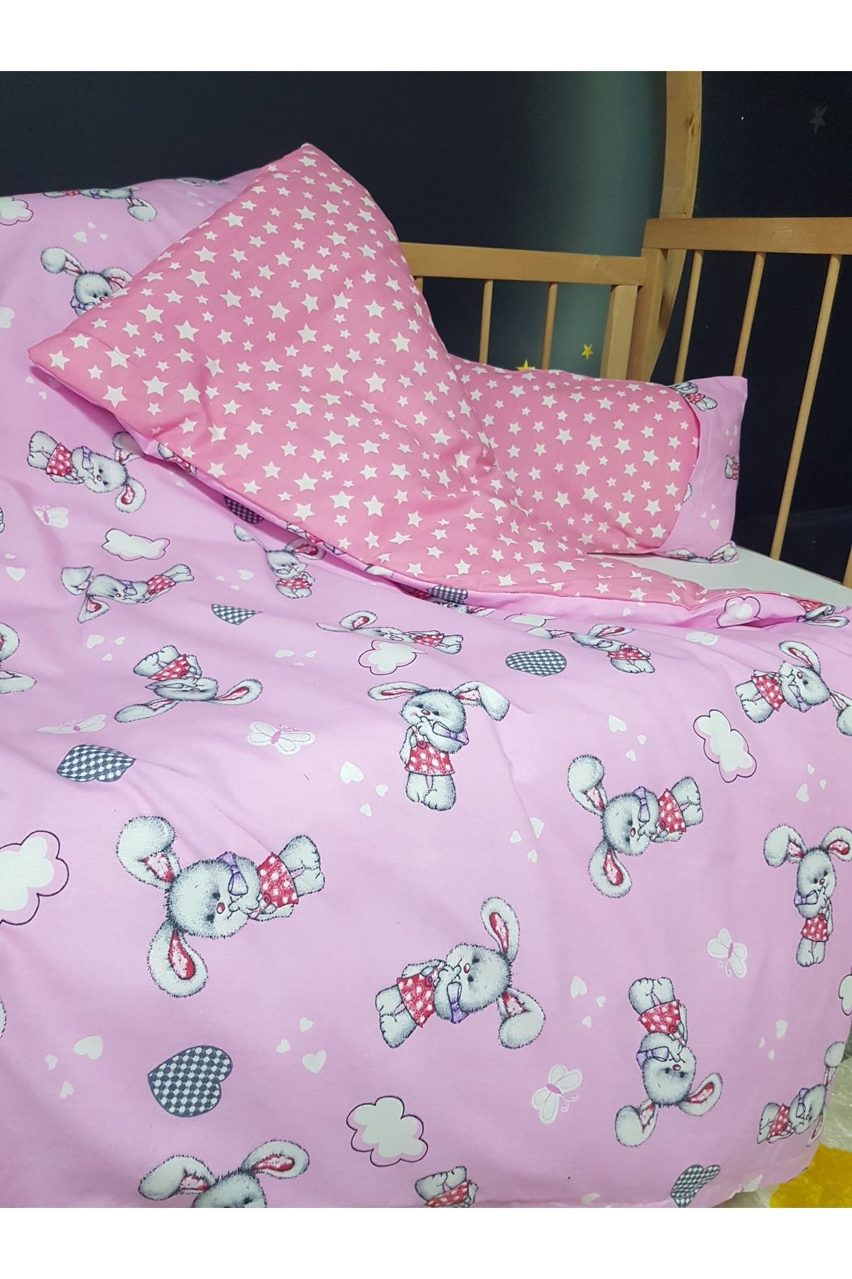 Baby Clime Çift Taraflı Bebek Nevresim Takımı - 95x135 Yorgan Kılıfı, Yastık Kılıfı, Çarşaf
