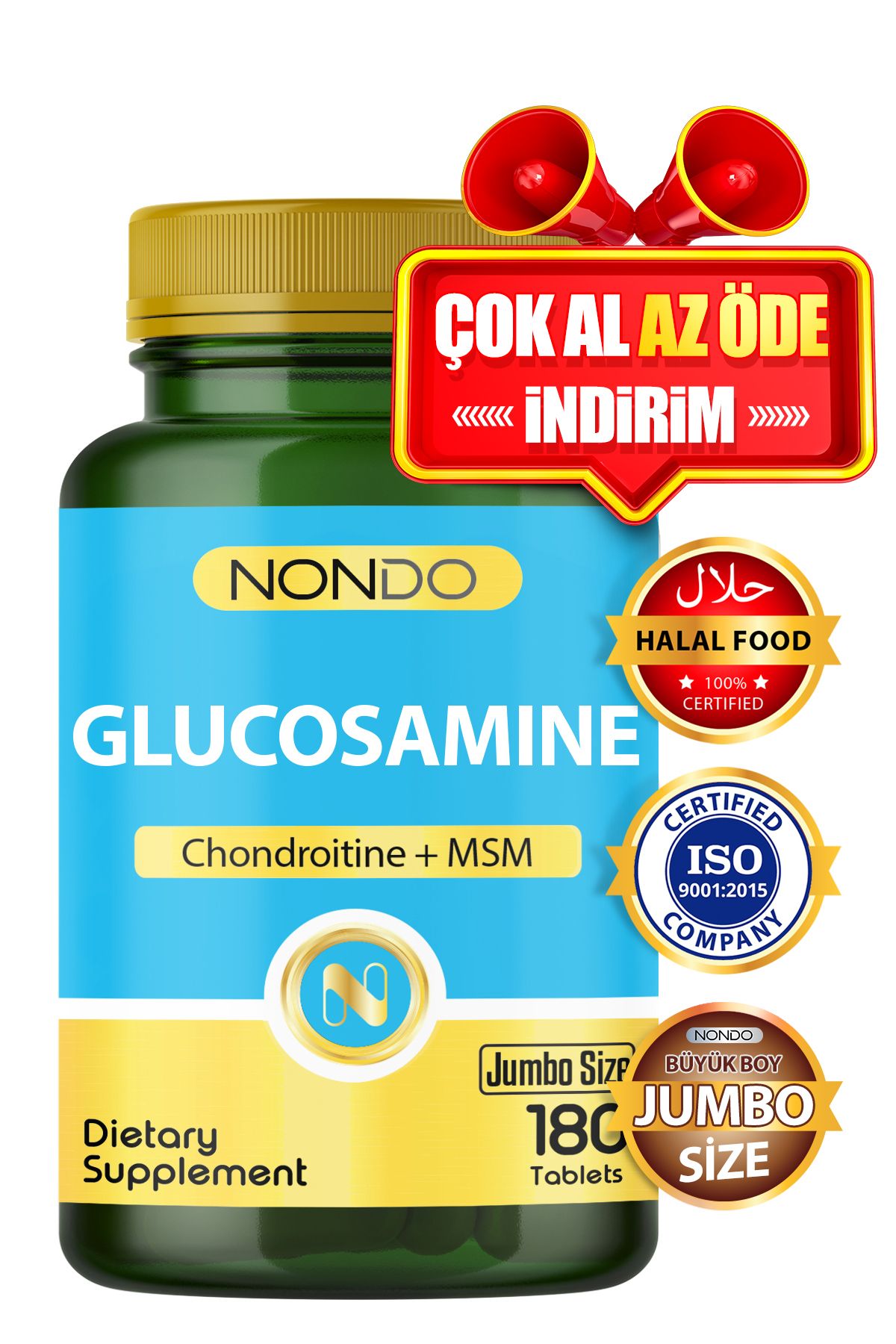 Nondo Glucosamine 180 Tablet (Jumbo Boy 3 Aylık Kullanım)