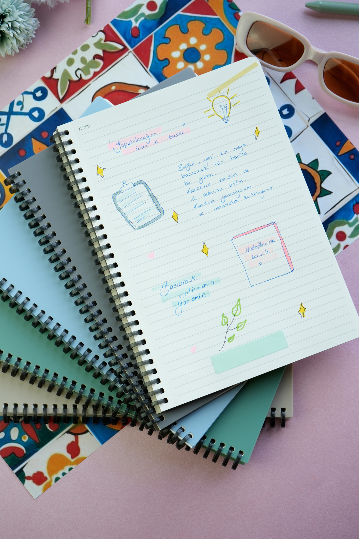 Victoria's Journals-Silicone Spiral Notebook 80 Gr. Ivory 18X25Cm Striped 7