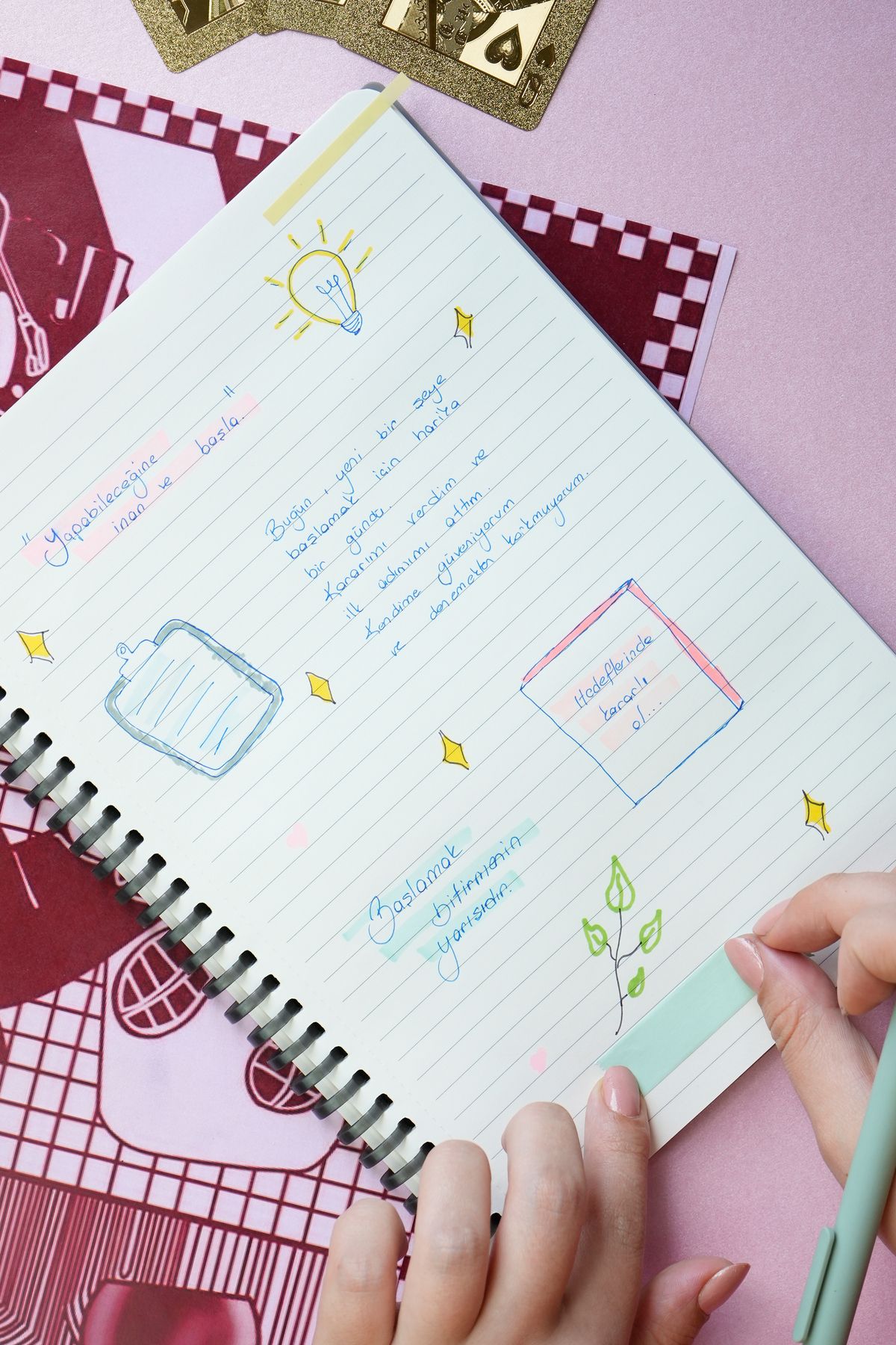 Victoria's Journals-Silicone Spiral Notebook 80 Gr. Ivory 18X25Cm Striped 4
