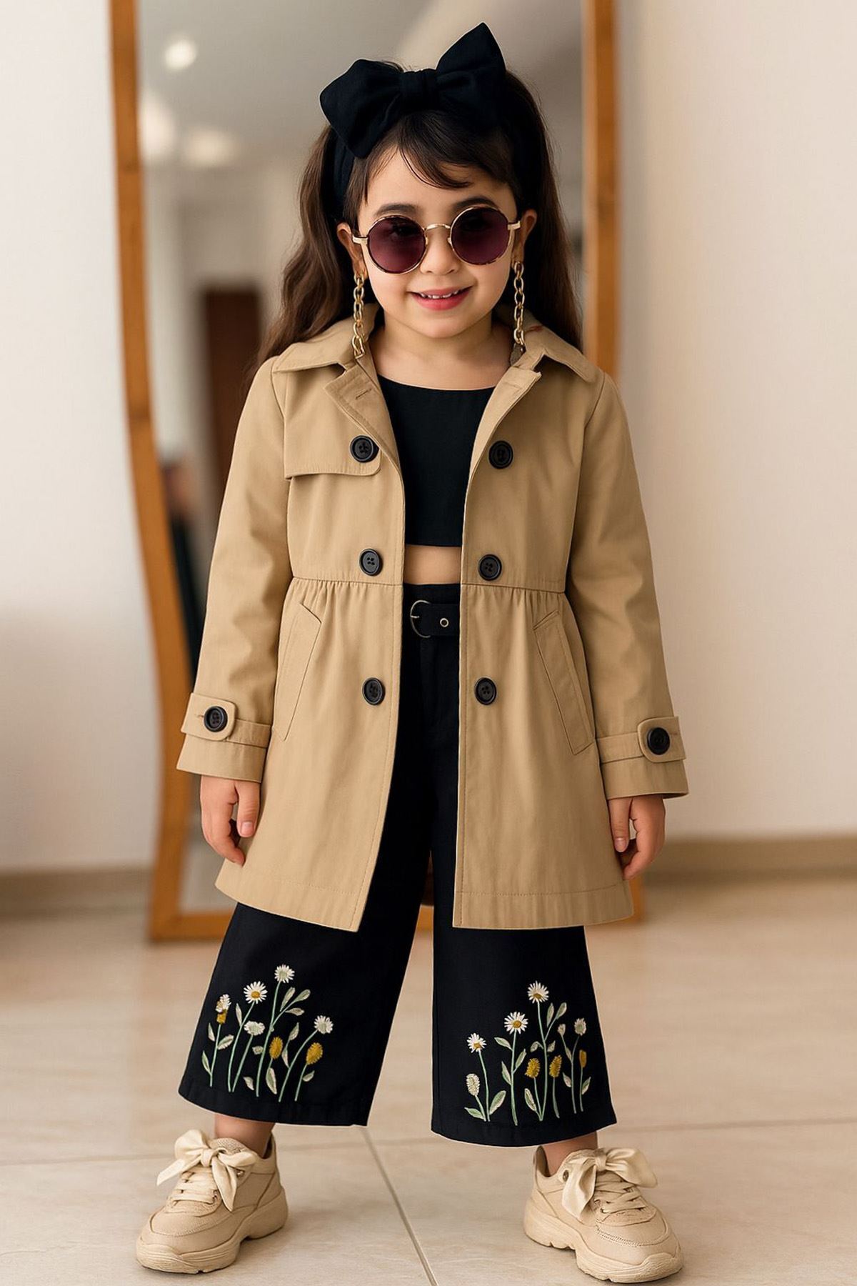 Minigimin Cicileri Miniğimin Cicileri Astarlı Kapüşonlu Kız Çocuk Bondip Trenç - Camel fotoğrafı 5 (önizleme)