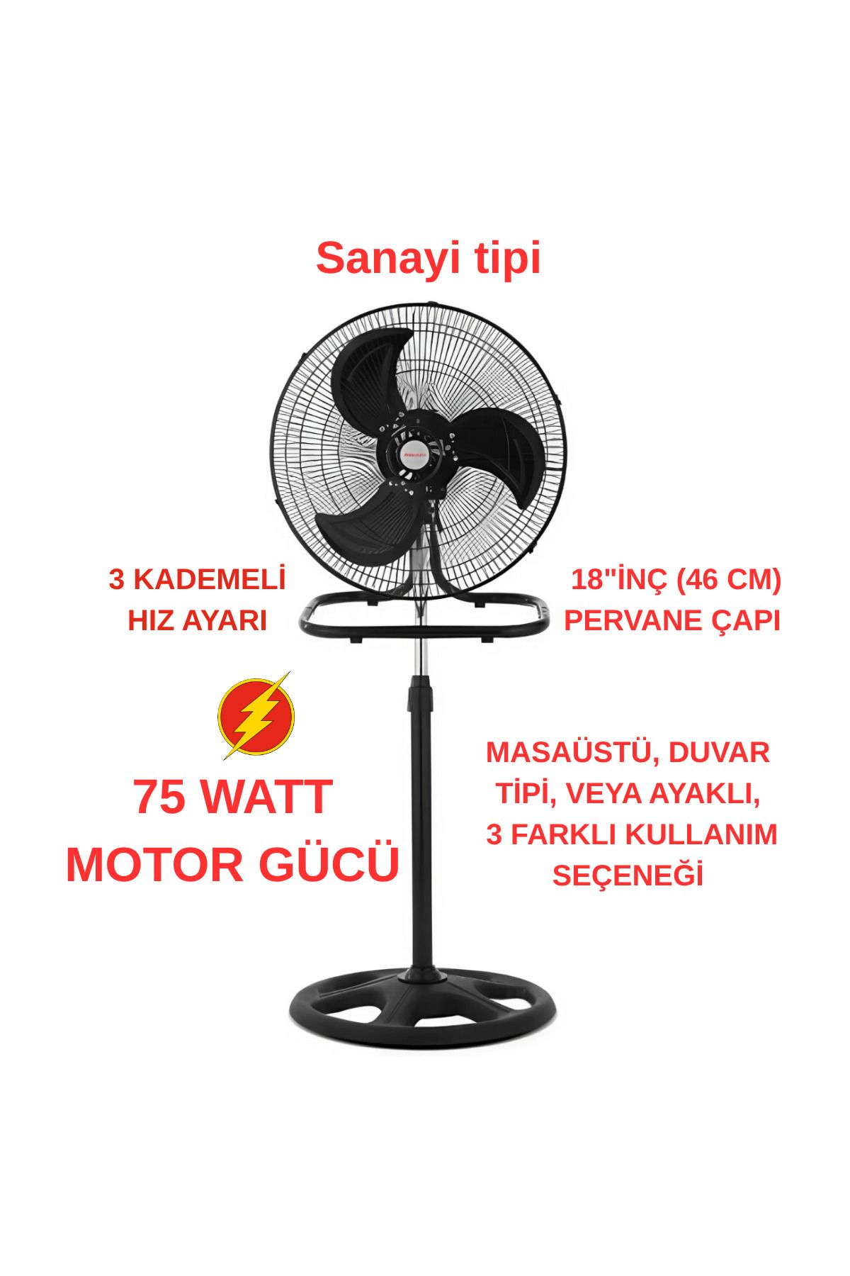 CONTİ Conti CSF-410 Sanayi Tipi Vantilatör 3 Farklı Kullanım seçeneği