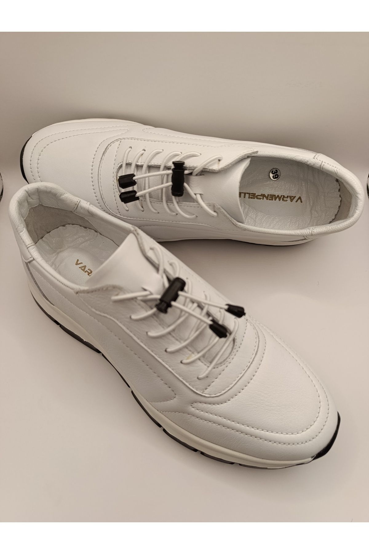 Bukond Hakiki Deri Lastikli Bağcıklı Çok Rahat ve Şık Eva Taban Günlük Sneaker Spor Ayakkabı