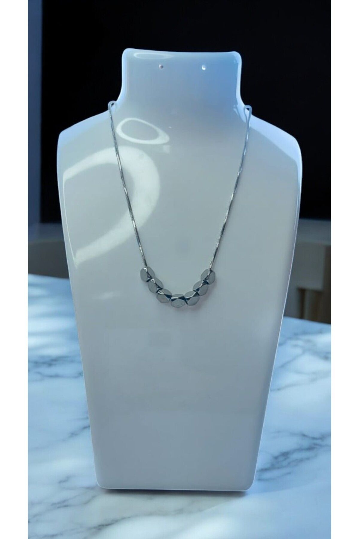 NOVA JEWELLERY Zirkon Taşlı Paslanmaz Çelik Z incir Kolye |STEEL NECKLACE