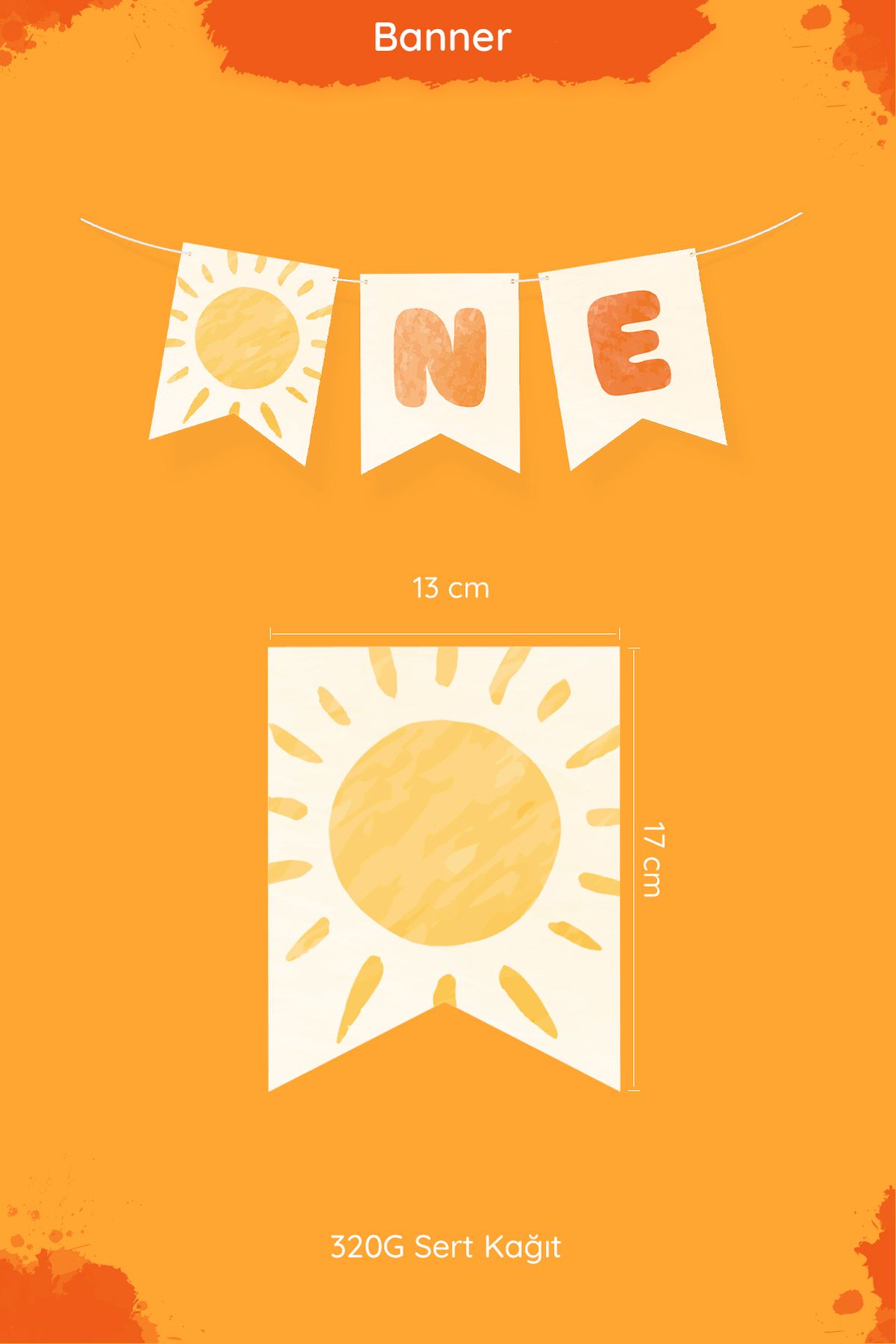 Hey Parti-1 Year Birthday Party Set - Sun Themed and Minimal Tiny 3