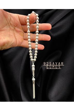 Erbab i Kehribar 925 Ayar Gümüş Tesbih – El Yapımı, Küre Kesim, Deri Kutu Hed...