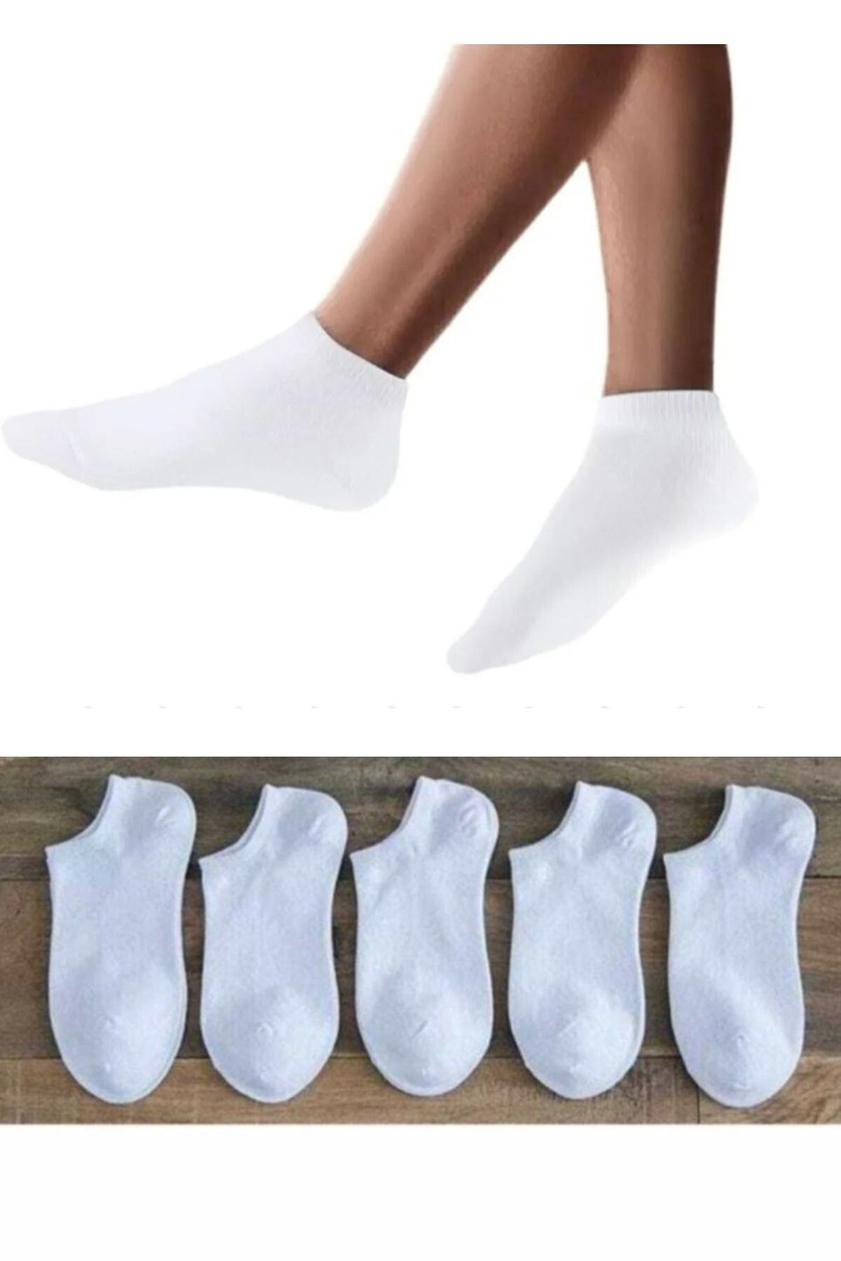 TTWAY Unisex 5'li Beyaz Patik Çorap Spor Çorabı Pamuklu