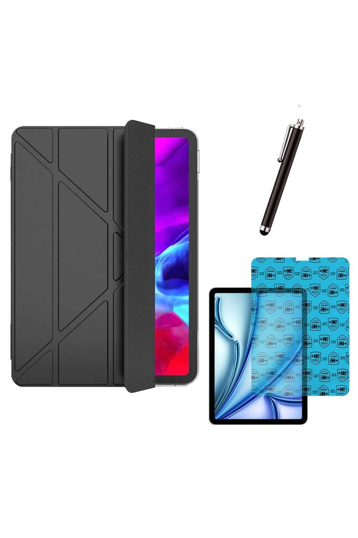 Smart Tech Apple iPad Air M2 Uyumlu Smart Cover Tablet Kılıfı Cam Ekran Koruyucu Kalem Set