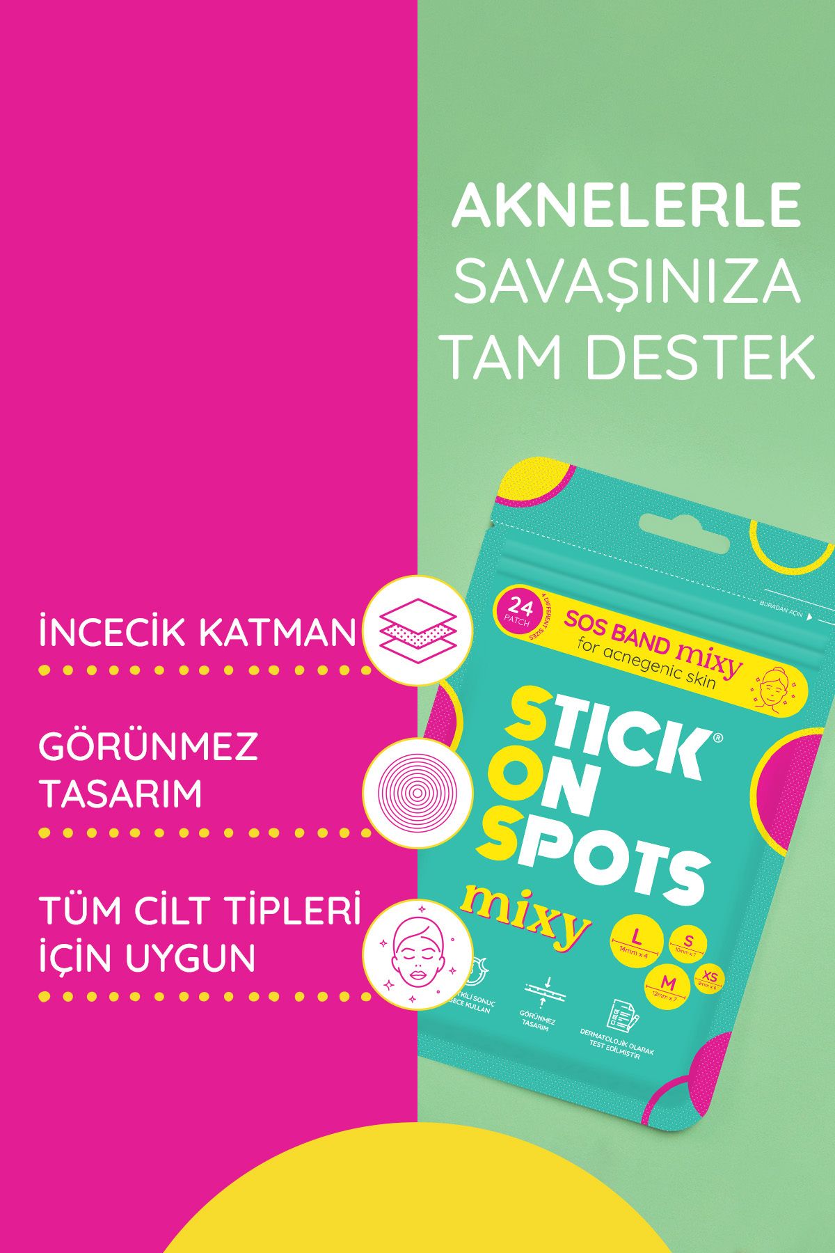 Stick On Spots-S.O.S Mixy. |   24 Pack Acne/Acne Patch for Face – 4 Sizes Pimple Patch – Hydrocolloid Tape 6