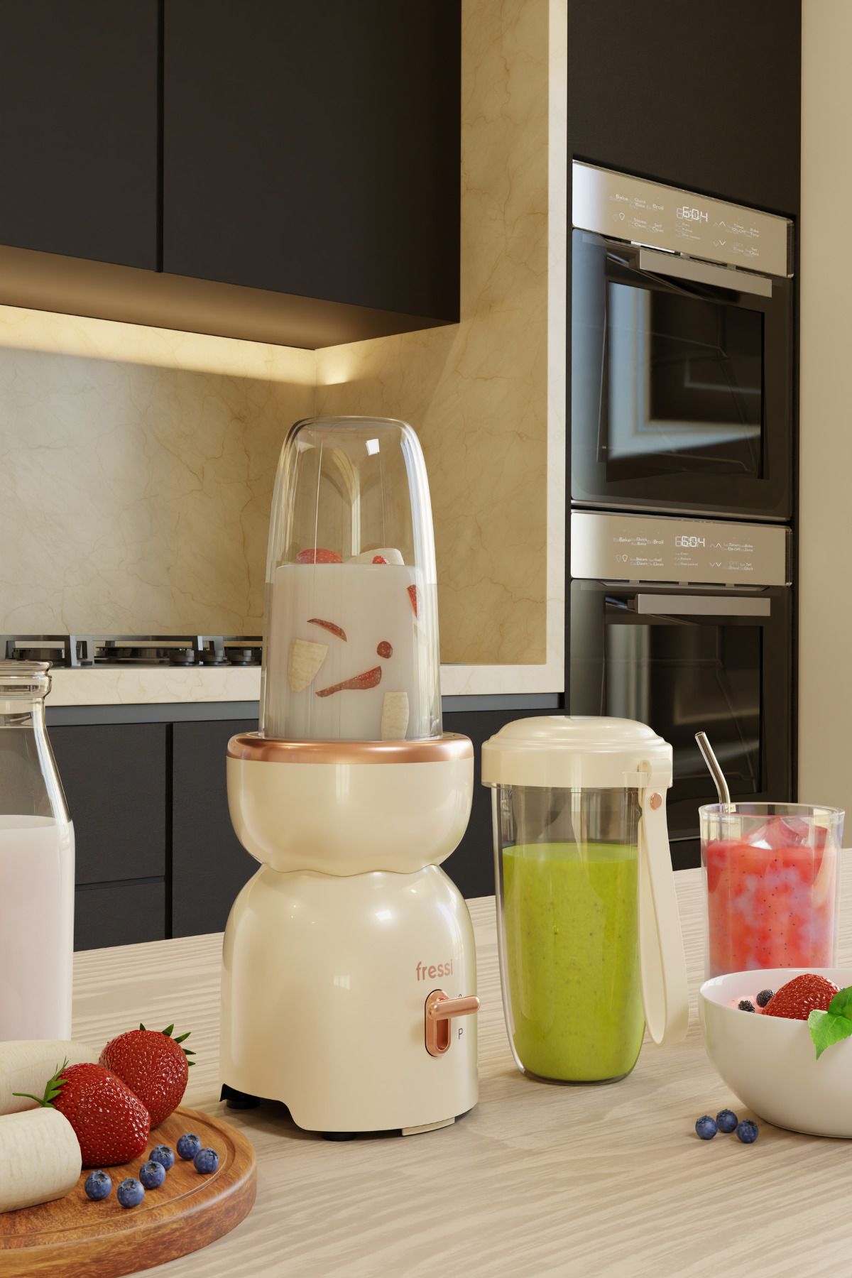 Öğütücülü Çift Şişeli Smoothie Blender Seti 400W FR-SBL21 İntenssio - 2