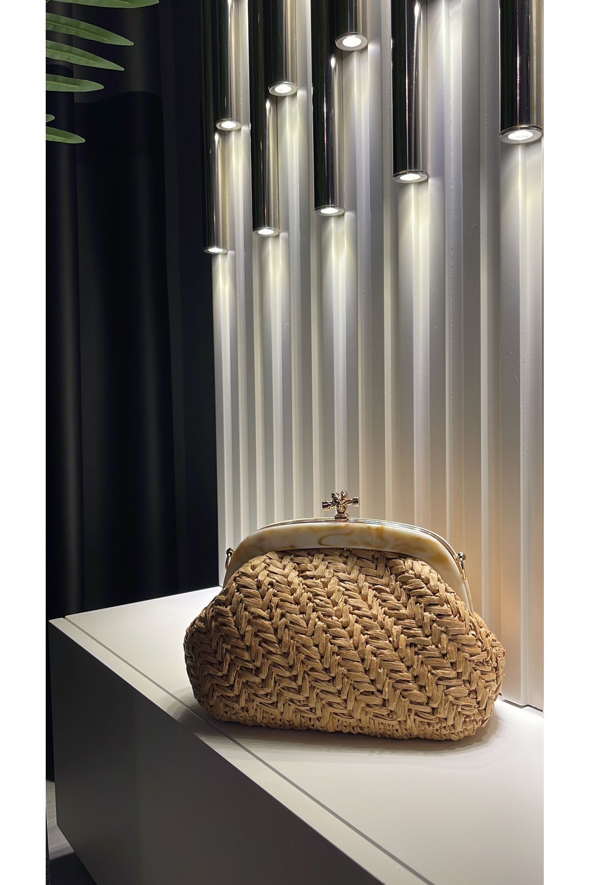 WOMANBAG Hasır El Yapımı Clutch El Ve Omuz Çantası 32x18cm