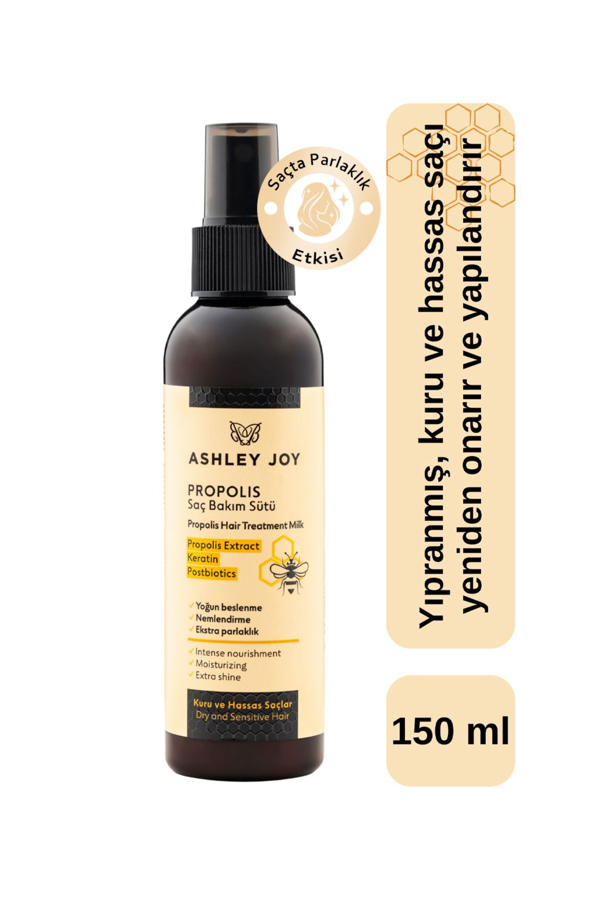 ASHLEY JOY Kuru Ve Hassas Saçlar Için Besleyici Onarıcı Propolis Keratin Saç Bakım Sütü