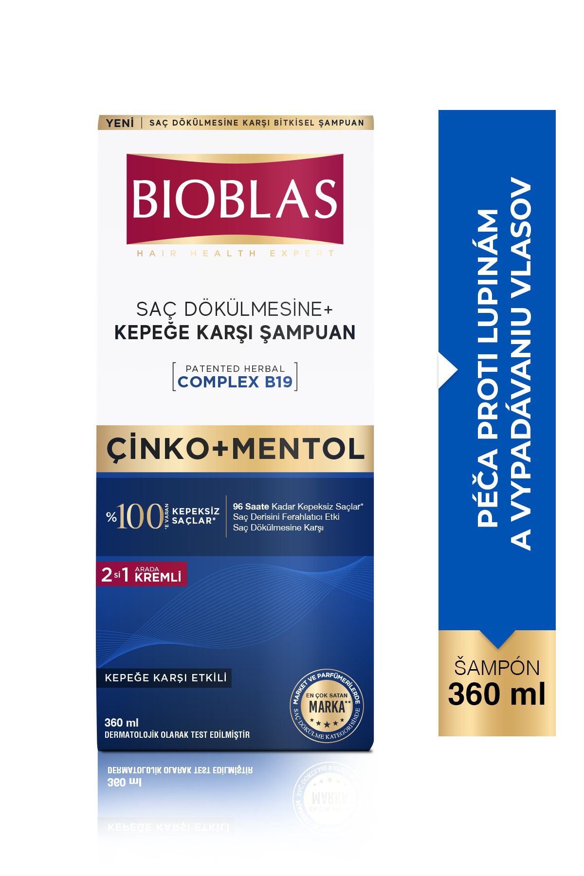Bioblas-Šampón proti vypadávaniu vlasov + lupinám – zinok, mentol, krém 360 ml 1