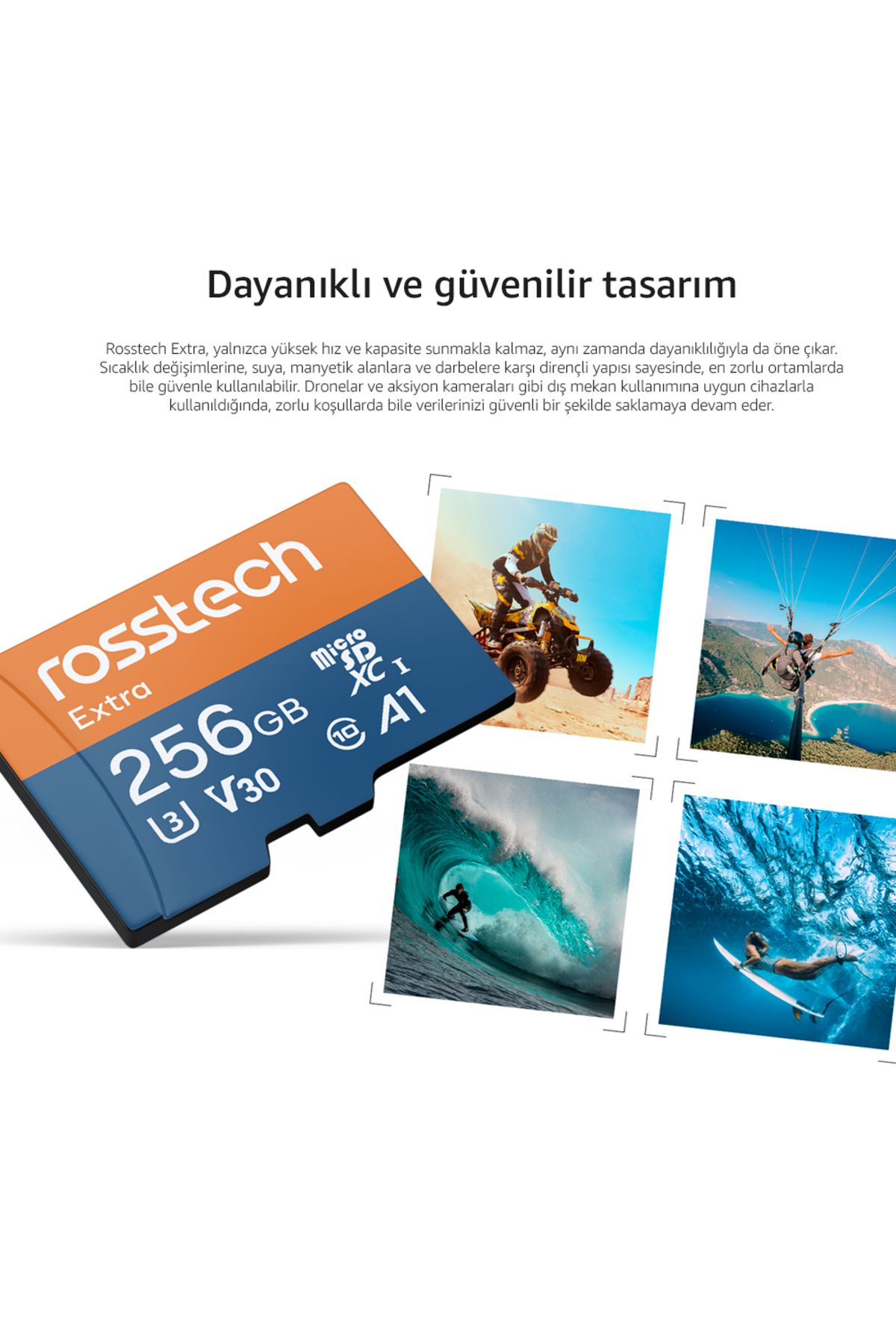 ROSSTECH-Extra 256Gb Micro Sdxc V30 Uhs-3 C10 100Mb/S Memory Card with Adapter 5