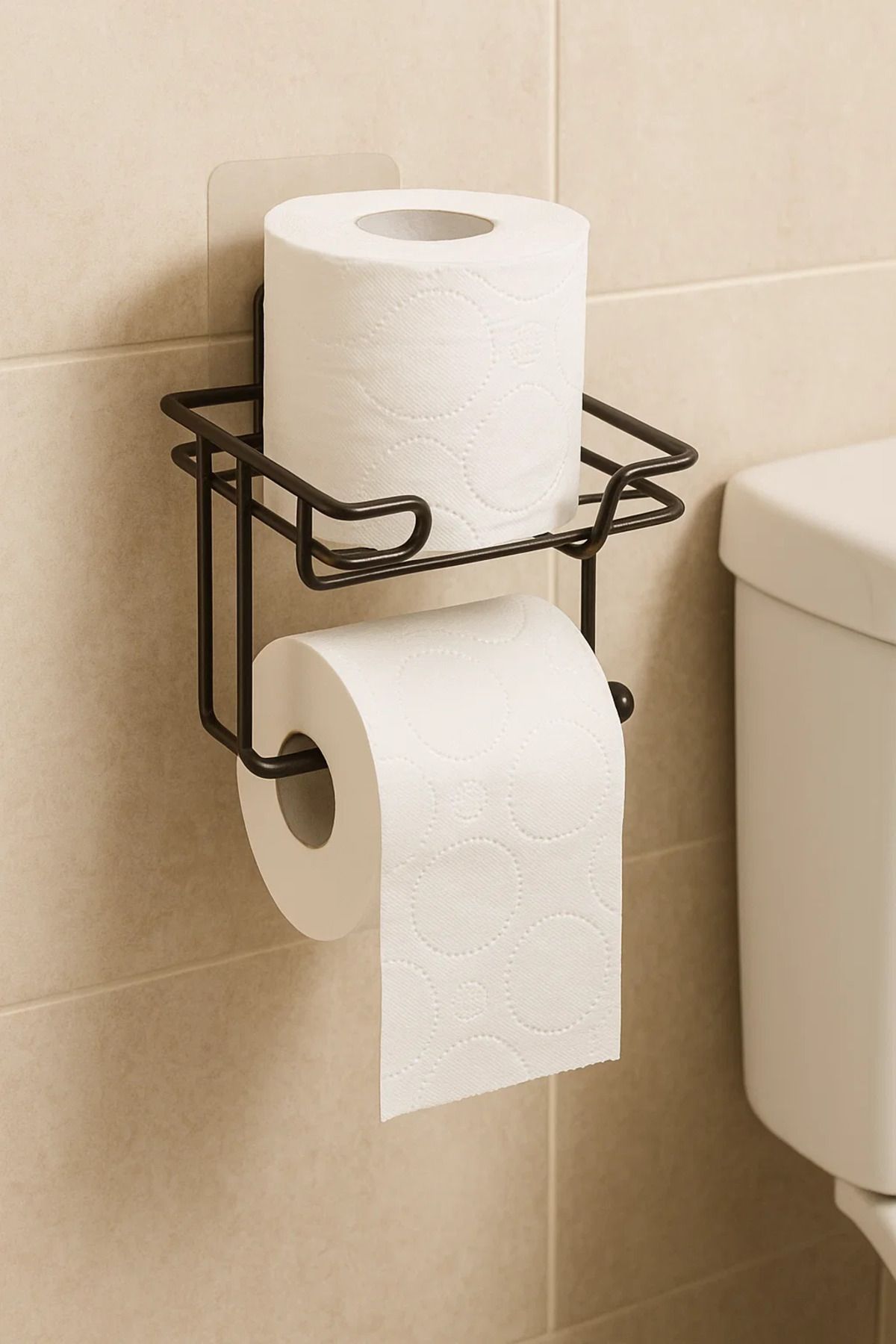 Yapışkanlı Tuvalet Kağıdı Askısı, Kolay Montajlı WC Kağıtlığı Peçeteliği Tutacağı Askılığı