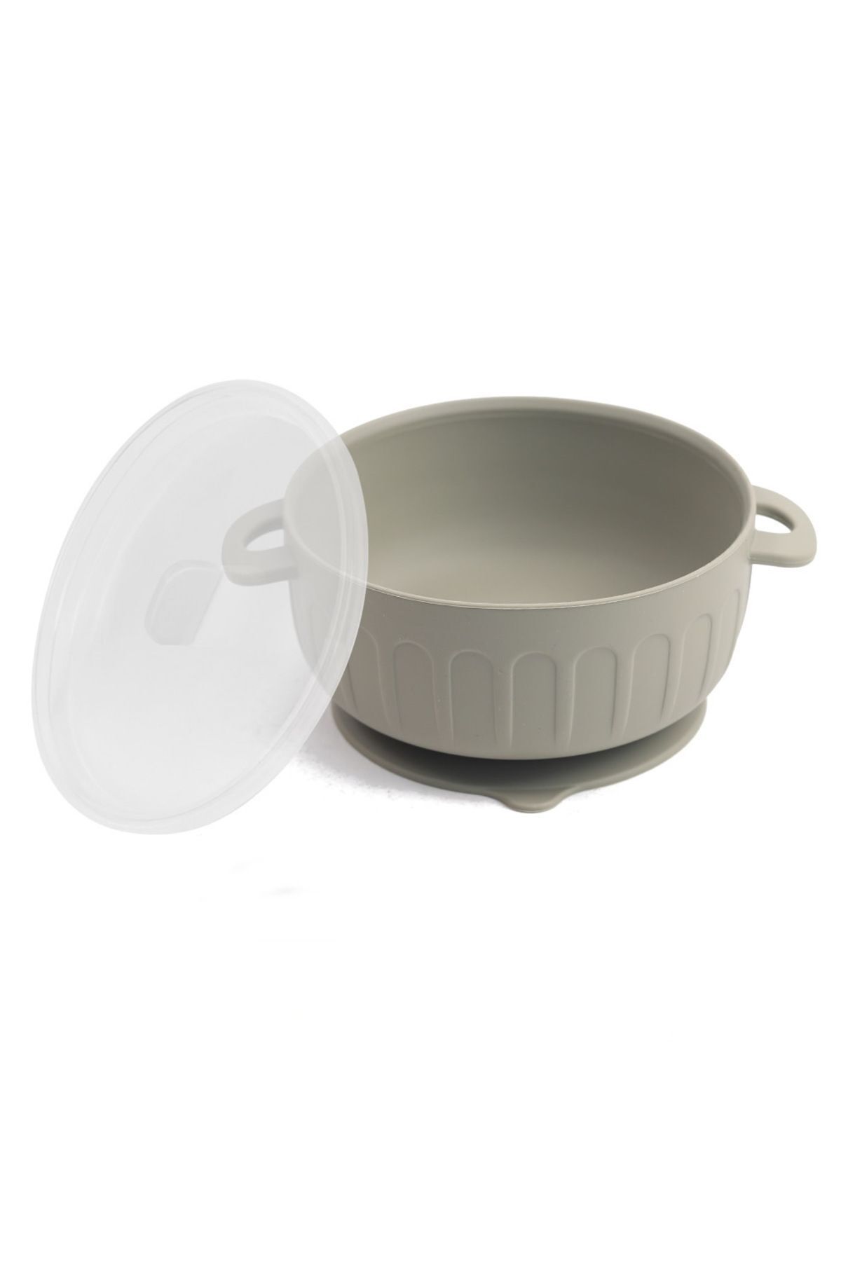 jojobebek Silikon Beslenme Seti Silikon Vakumlu Kapaklı Mama Kasesi , Silikon Önlük, Çatal Ve Kaşık / Gri fotoğrafı 2 (önizleme)