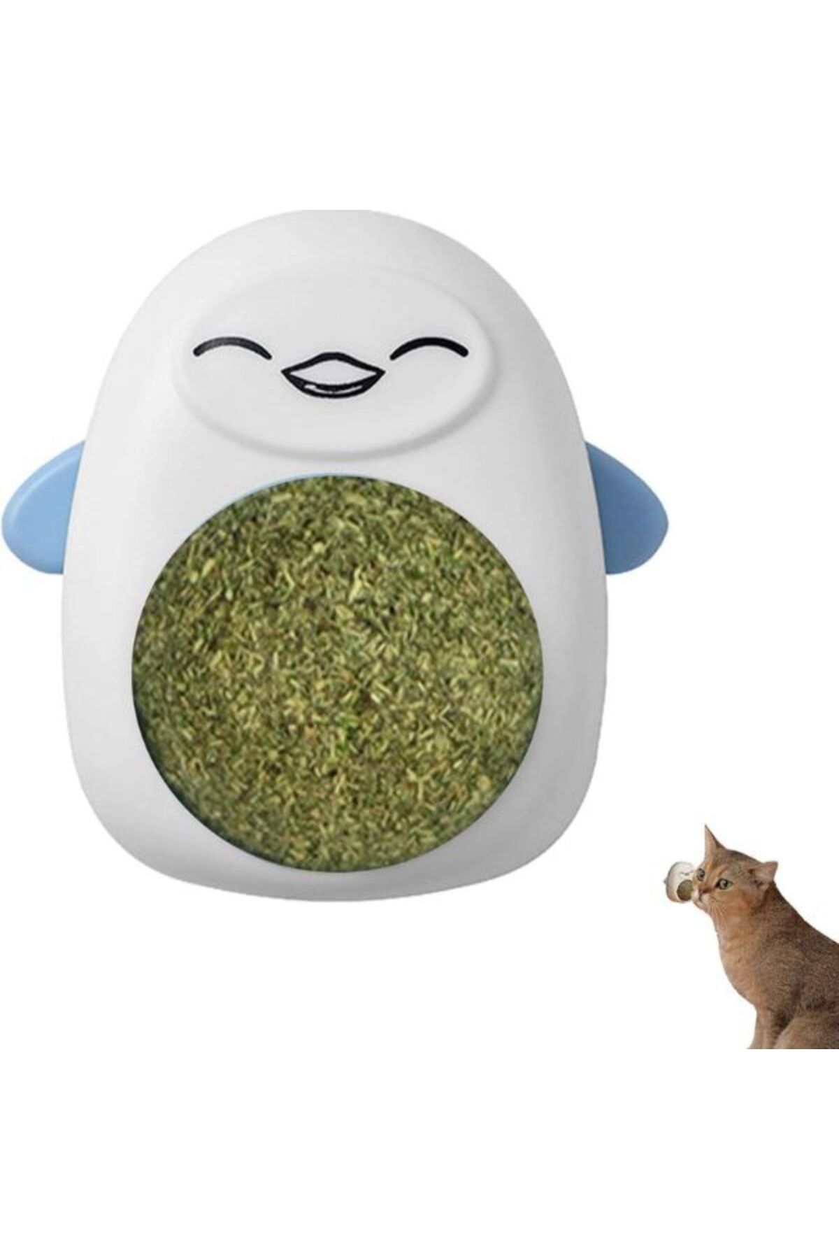 Evelise-Jucărie interactivă model pinguin pentru pisici cu bilă rotativă la 360° din iarbă catnip, 4,3 x 6 cm 4