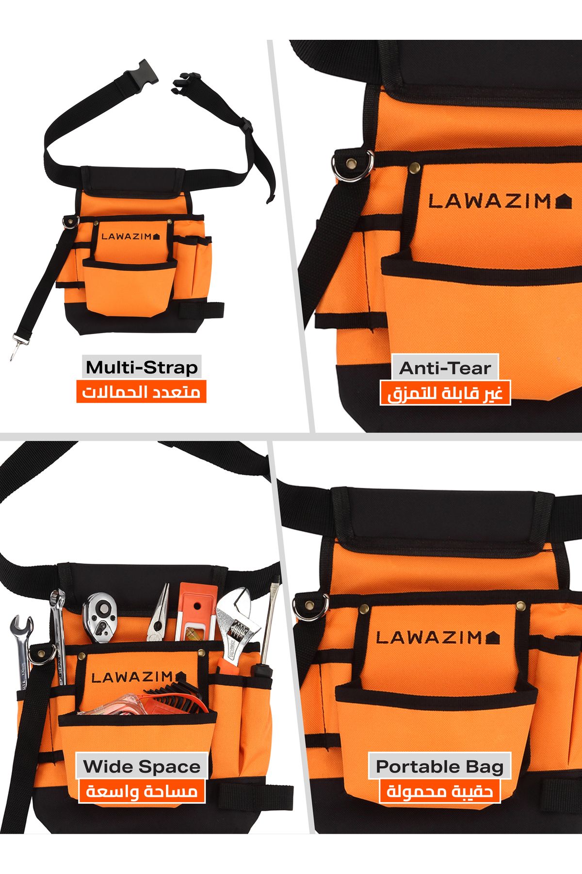 Lawazim-Apron Tool Bag Pouch - Space Saving Waterproof Canvas Waist Apron with Adjustable Strap 4