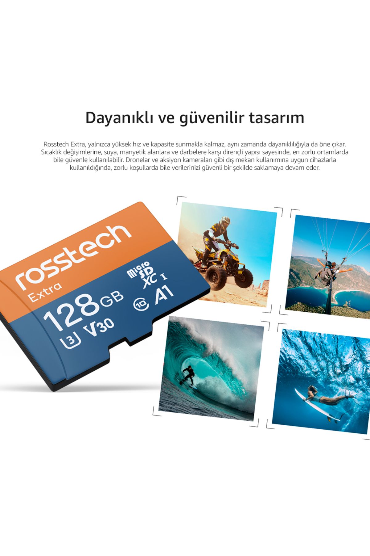 ROSSTECH-Extra 128Gb Micro Sdxc V30 Uhs-3 C10 100Mb/S Memory Card with Adapter 6