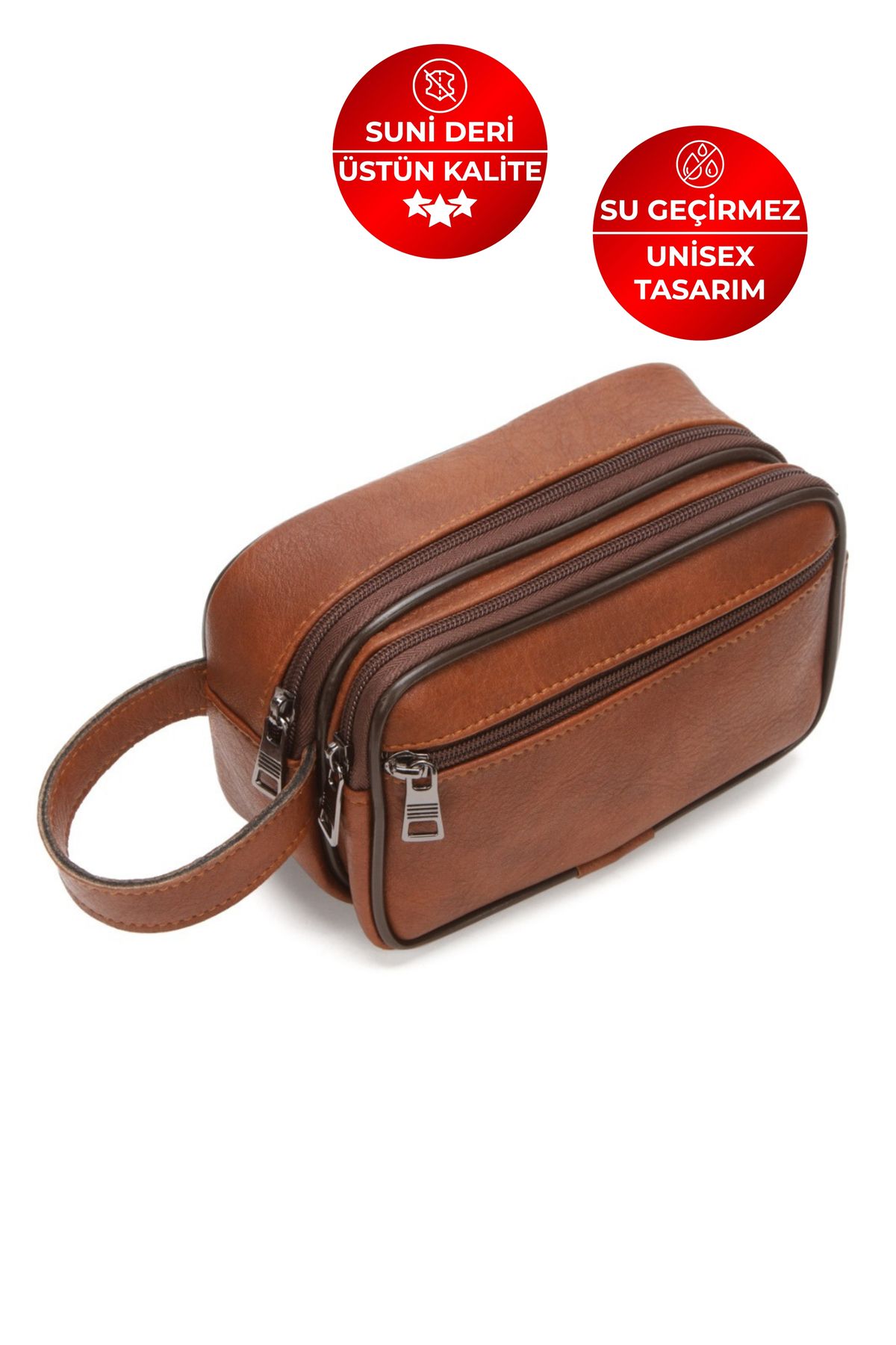 CERFF LEATHER CLUP Unisex Kaliteli Suni Deri & Üç Bölmeli Portföy & Clutch El Çantası