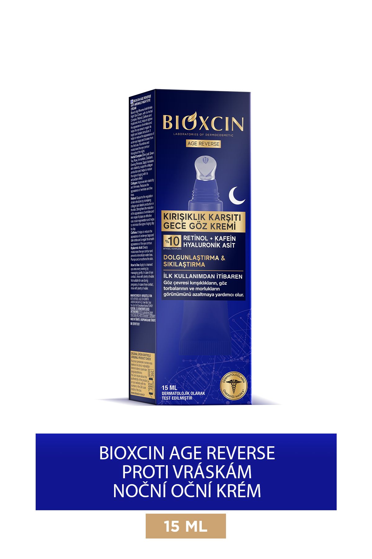 Bioxcin-Age Reverse oční krém – 15 ml, 10 % retinol, kofein a plná pevnost 1
