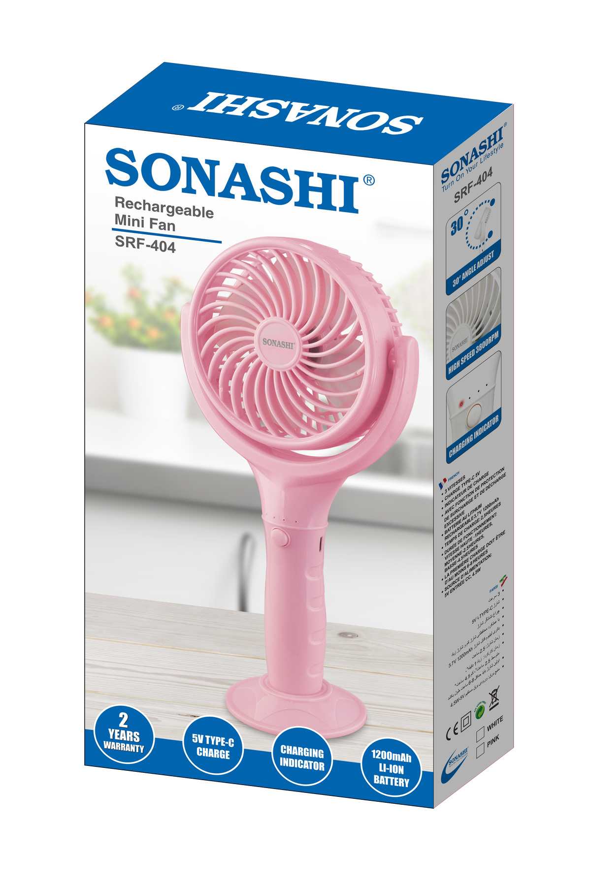 sonashi-Rechargeable Mini Fan With 3 Speeds | Handheld And Portable Design | Continuous Working Of 4.5 Hours 6