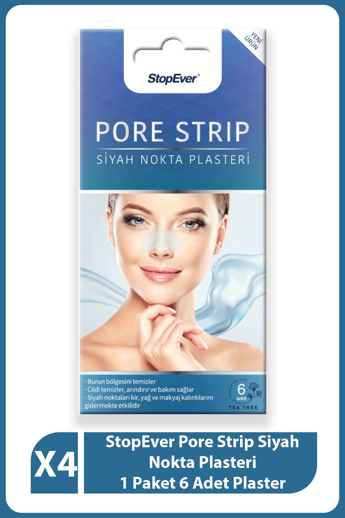 StopEver Pore Strip Siyah Nokta Plasteri 1 Paket 6 Adet Plaster X4