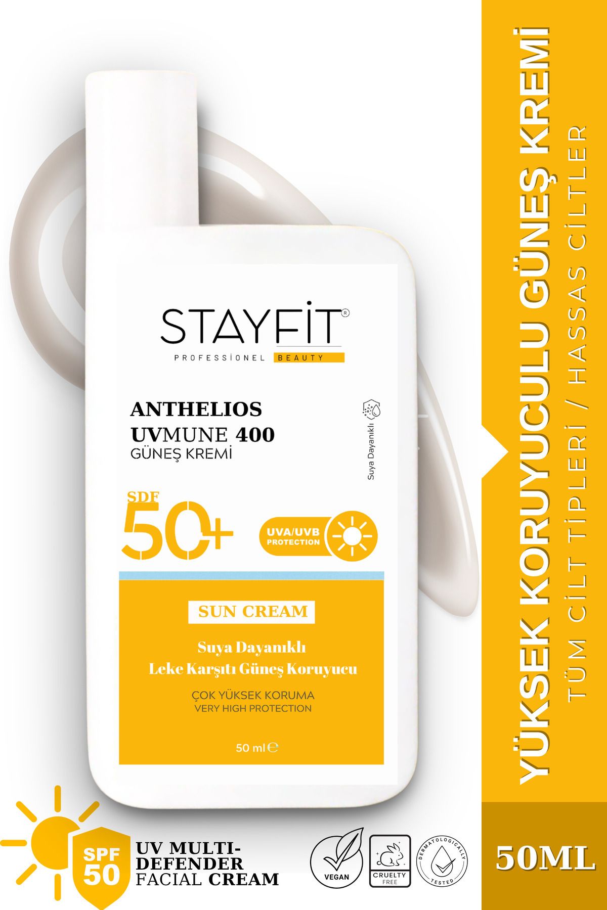 STAYFİT Güneş Kremi 50 SPF Leke Karşıtı, Nemlendirici