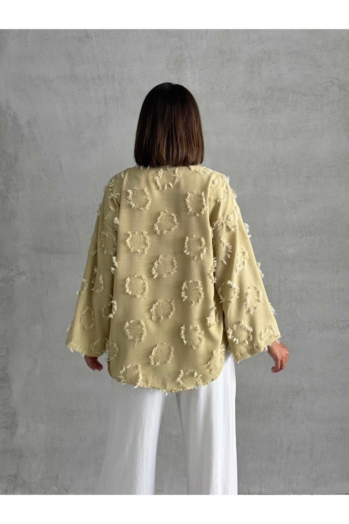 Bolevet Levis Pullover Pink Lusin Kadın Yeşil Püskül Detaylı