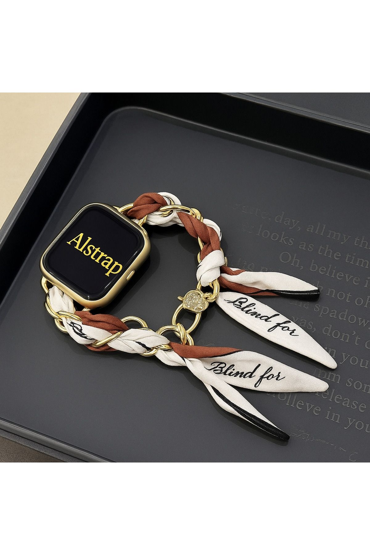 Alstrap Apple Watch 10 42mm 3 4 5 6 7 8 9 Se Uyumlu 38 40 41mm Zincirli Fular Kordon Kayış