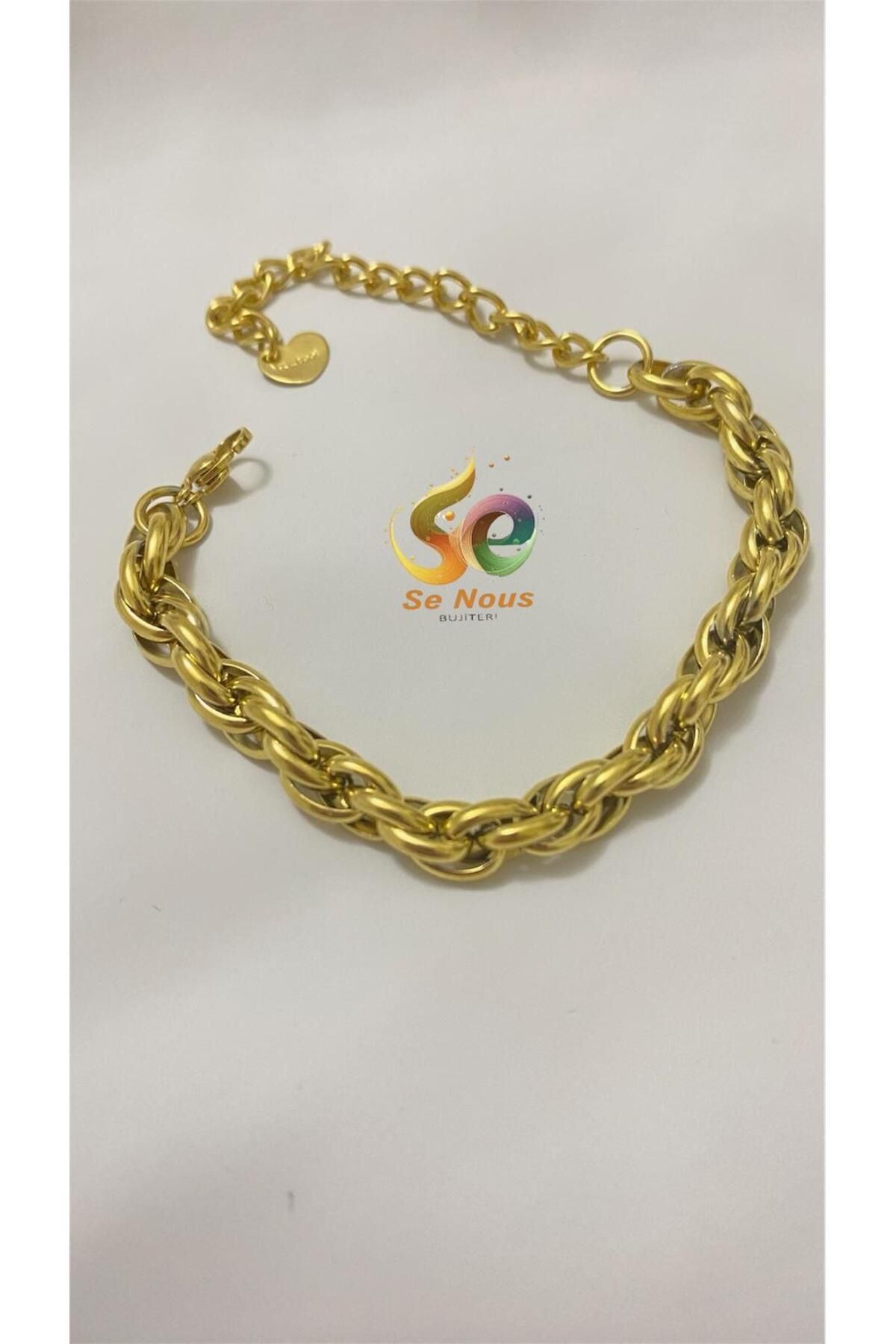 Butik Mirror Model Gold Altın Kaplama Çelik Bileklik