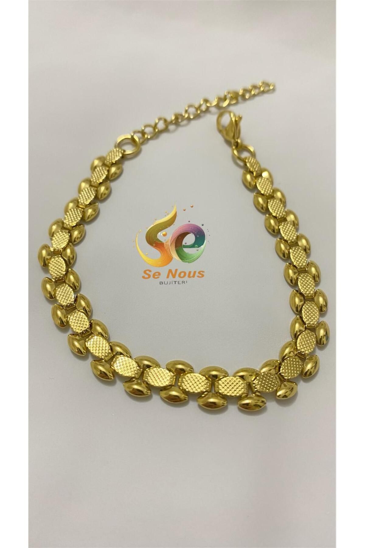 Butik Crocodile Model Gold Altın Kaplama Çelik Bileklik