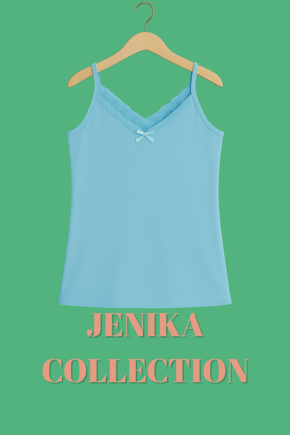 JENİKA Aqua Mavisi Renk Pamuklu İp Askılı Kadın Atlet