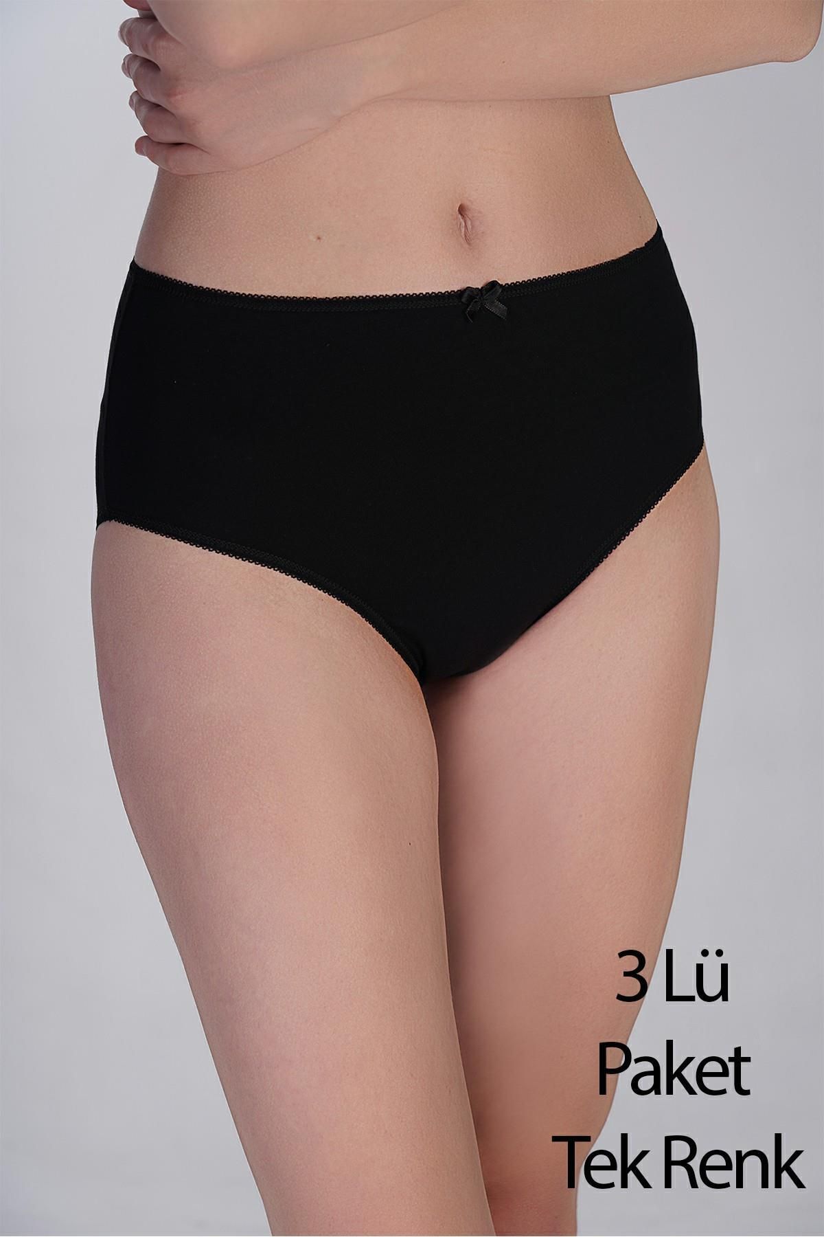 cotonhause Kadın Yarım Bel Bikini Külot 3’lü Paket – Pamuklu Rahat Kesim Siyah 365002