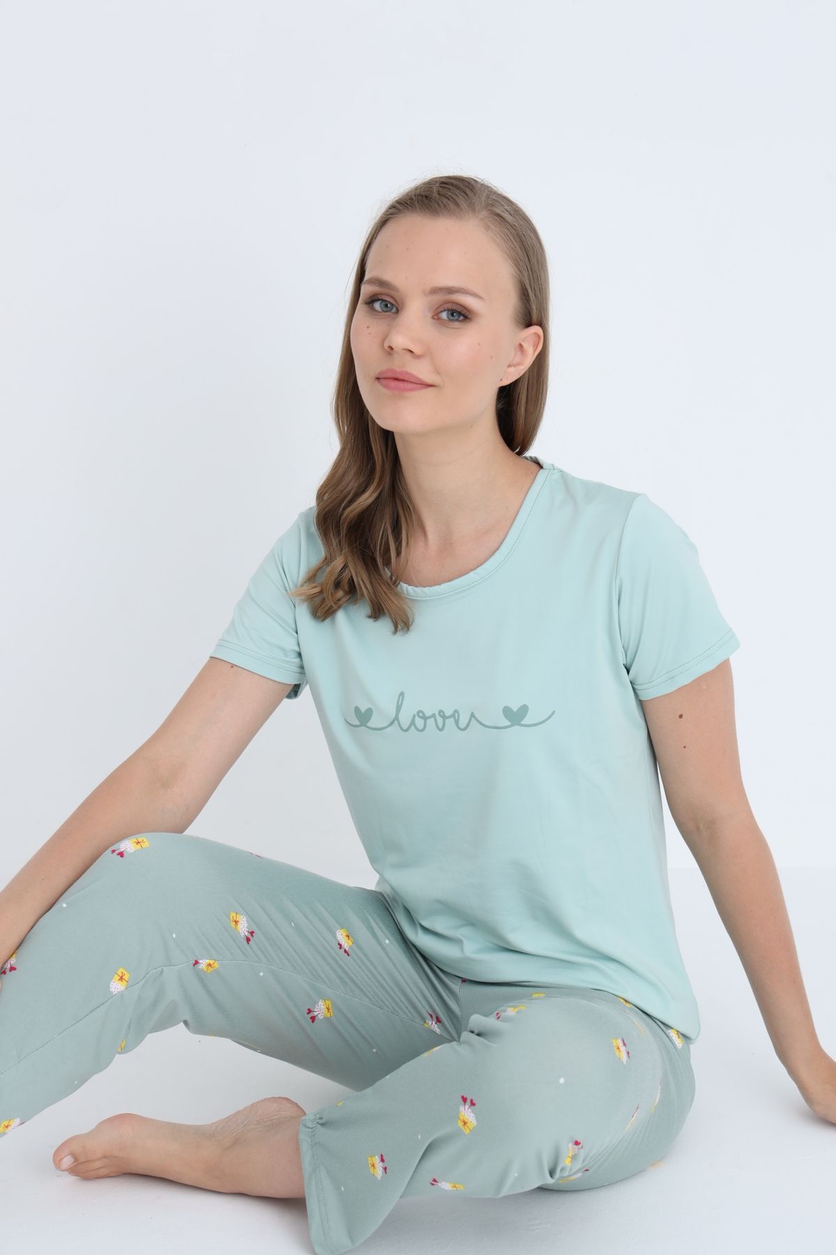 STELLAPİNK Kadın Likralı Pijama Takımı