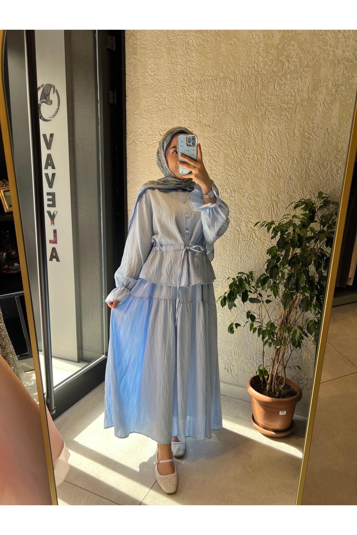 Vaveyla PİNTORE BEBE MAVİSİ ETEKLİ TAKIM