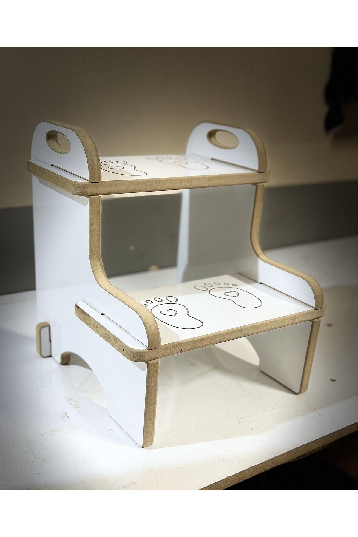 trendkonsept Ahşap Basamak Tabure Çocuk Banyo Wc Lavabo Merdiven Yükseltici Eğitici Kaymaz Montessori