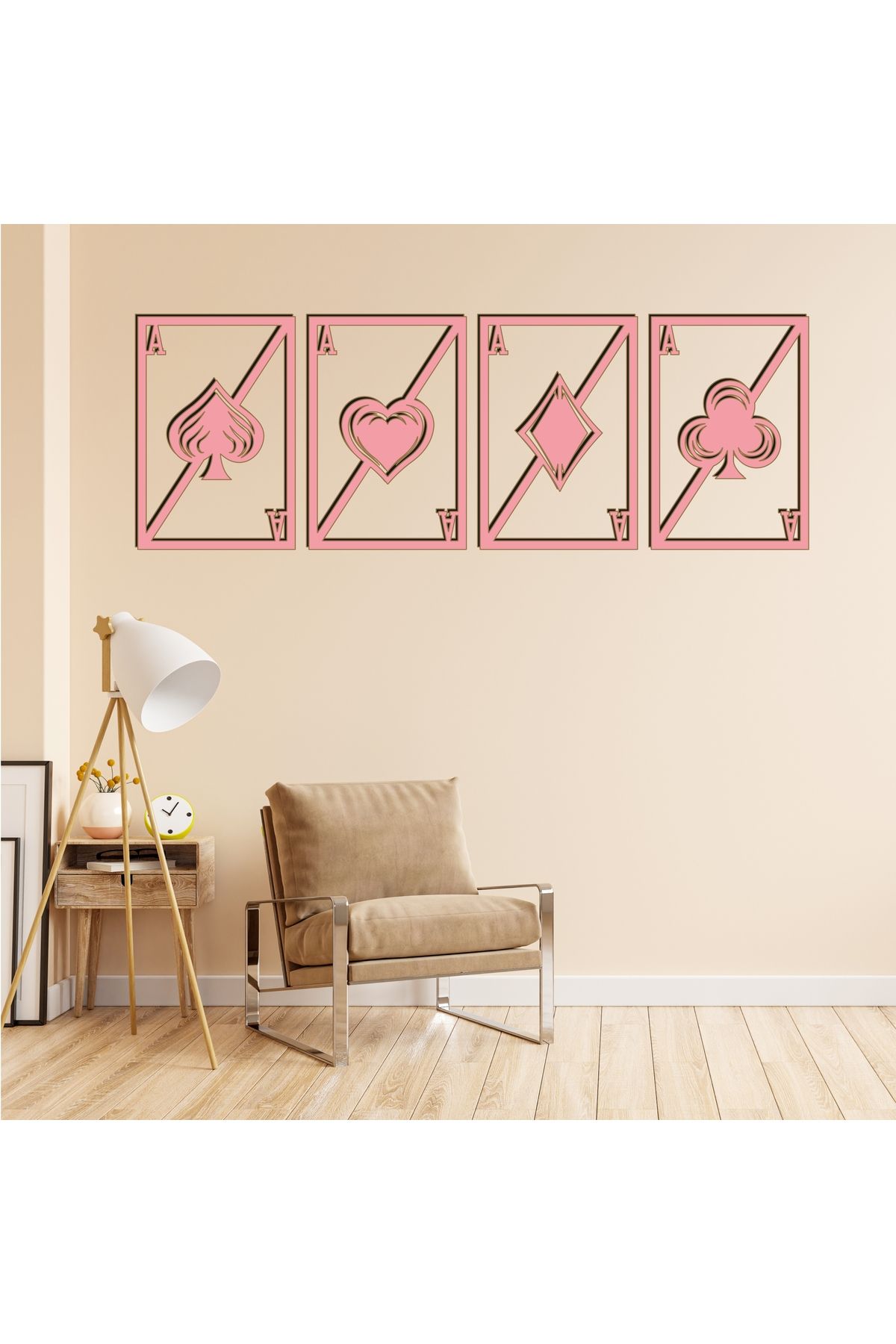 Grand Fine Art Çerçeve Görünümlü Üç Parça Renkli MDF Tablo İskambil