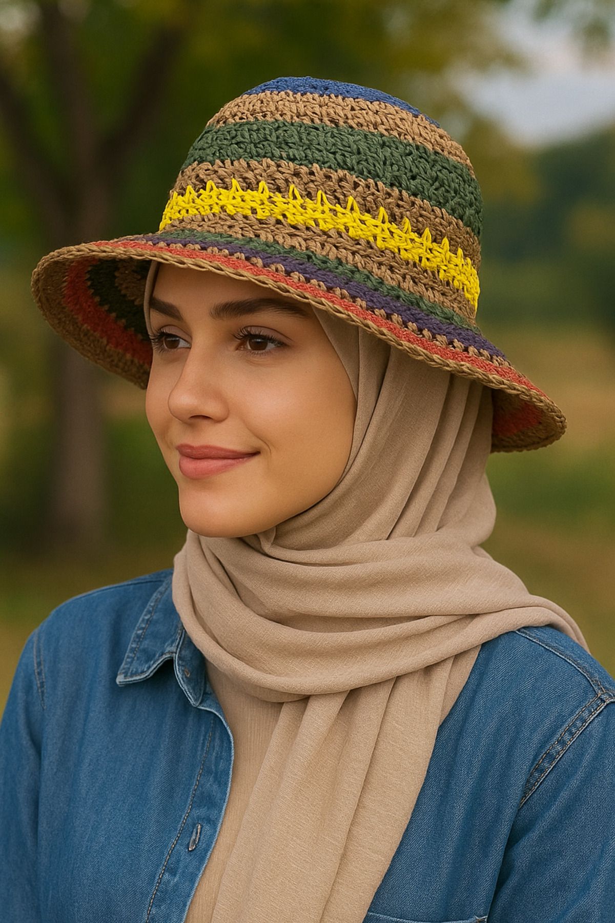 Mavelle Kadın Çok Renkli Yazlık Basic Hasır Şapka