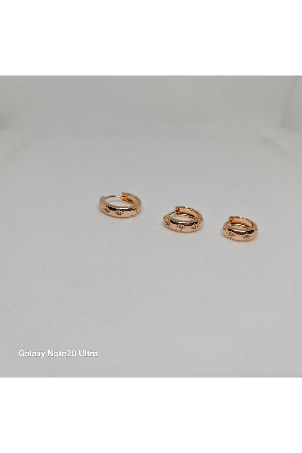 Store 316l Yıldız Desenli Paslanmaz Çelik Gold Küpe