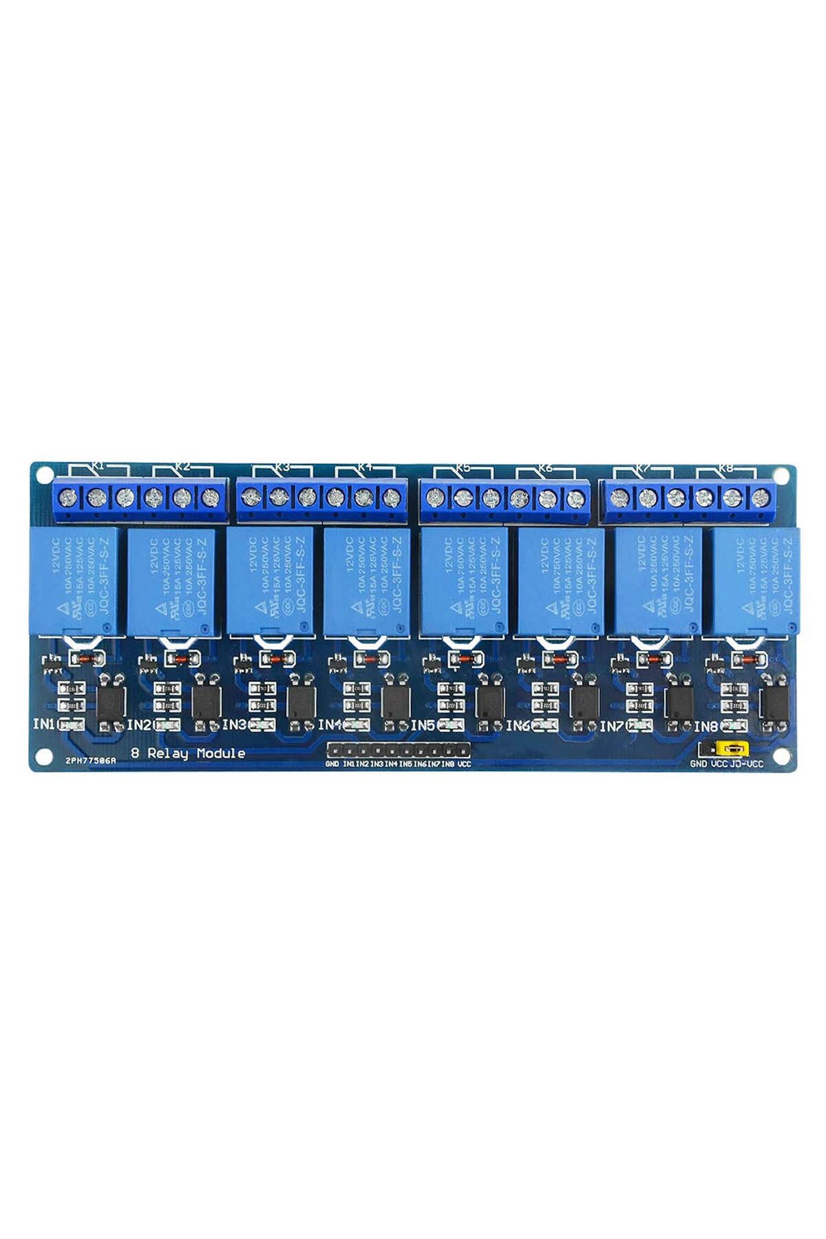 ROBİZ 8 Kanal DC 12V Röle Modül AC 250V DC 30V 10A Optokuplör İzolasyonlu Girişler Elektronik Anahtar