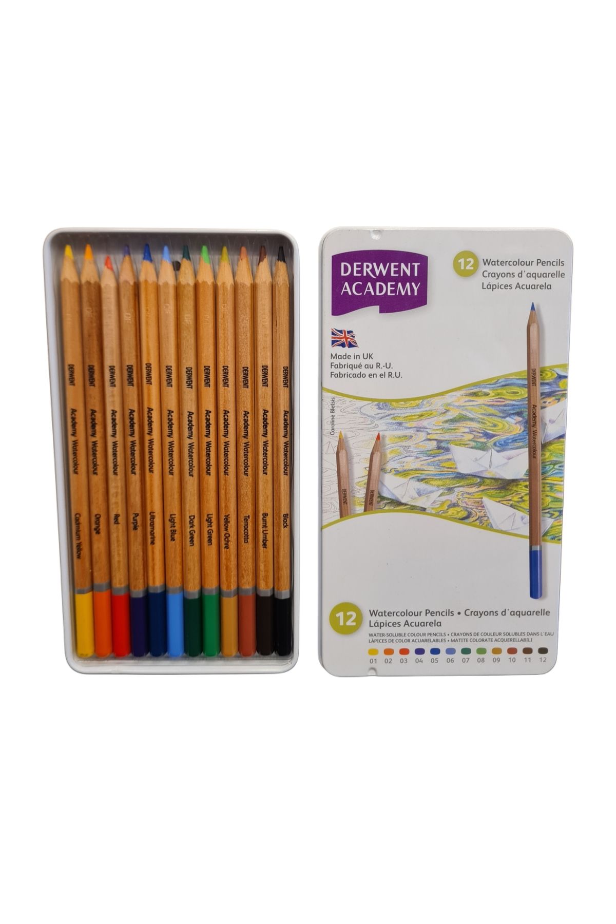 Derwent Academy Profesyonel 12 li Sulandırılabilir Kuru Boya Seti ( 12' Watercolour Pencils )