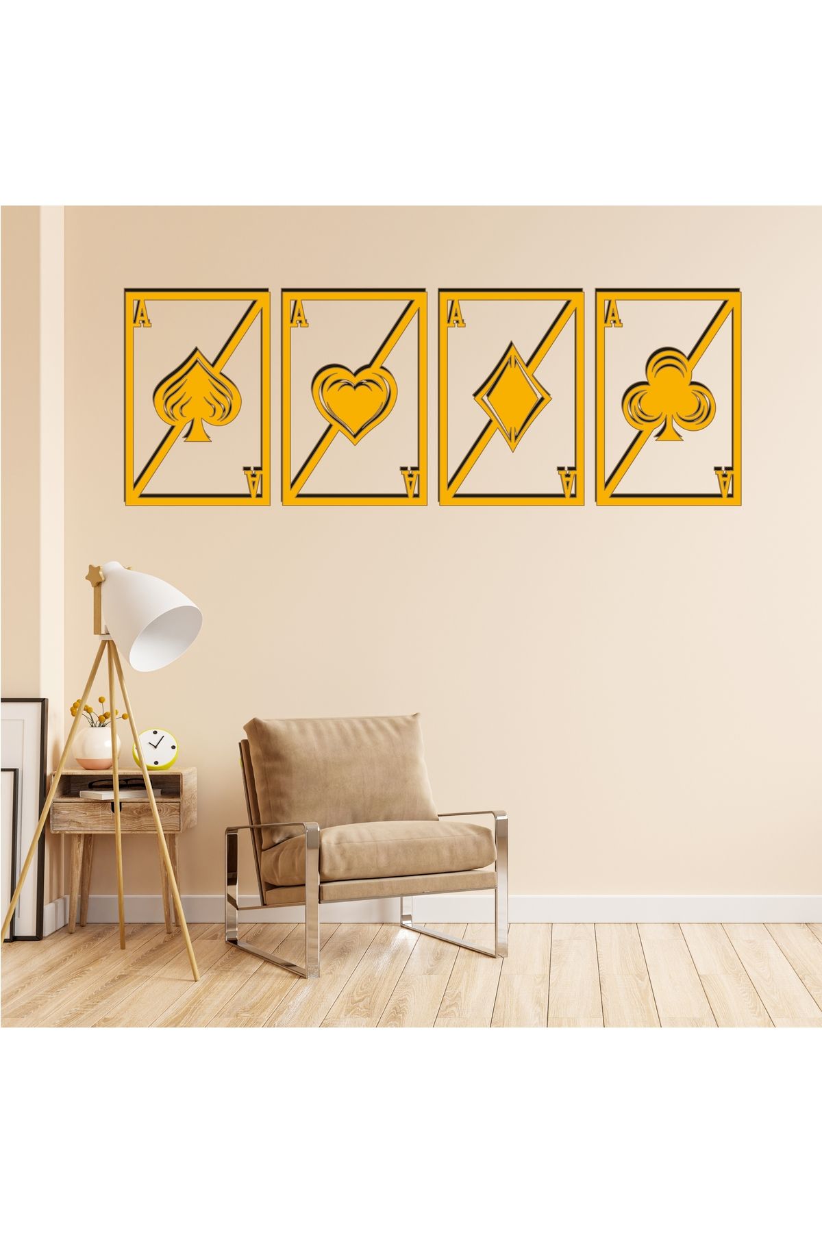 Grand Fine Art Çerçeve Görünümlü Üç Parça Renkli MDF Tablo İskambil