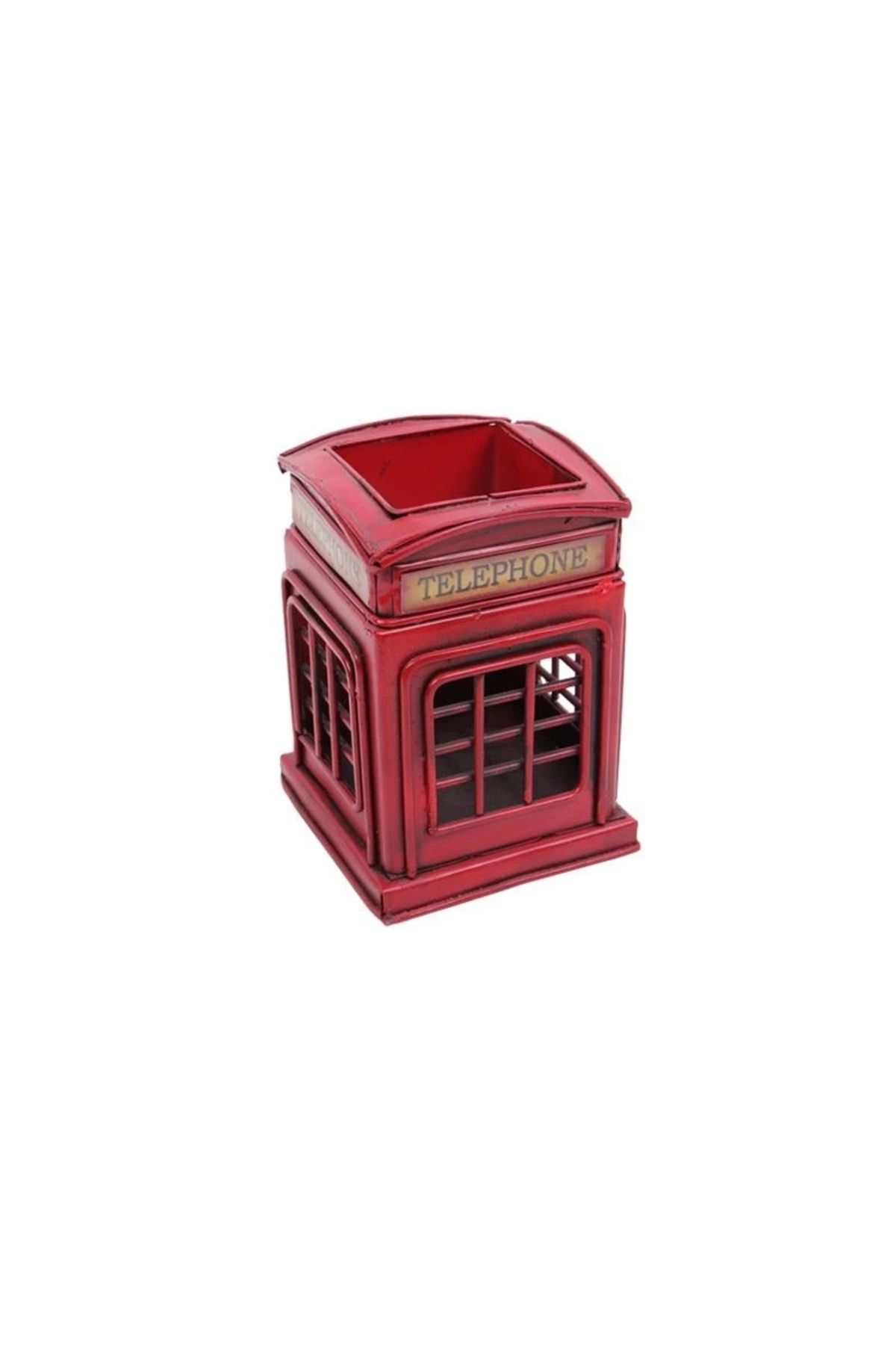 minaydan Dekoratif Metal Londra Telefon Kulübesi Kalemlik Vintage Hediyelik
