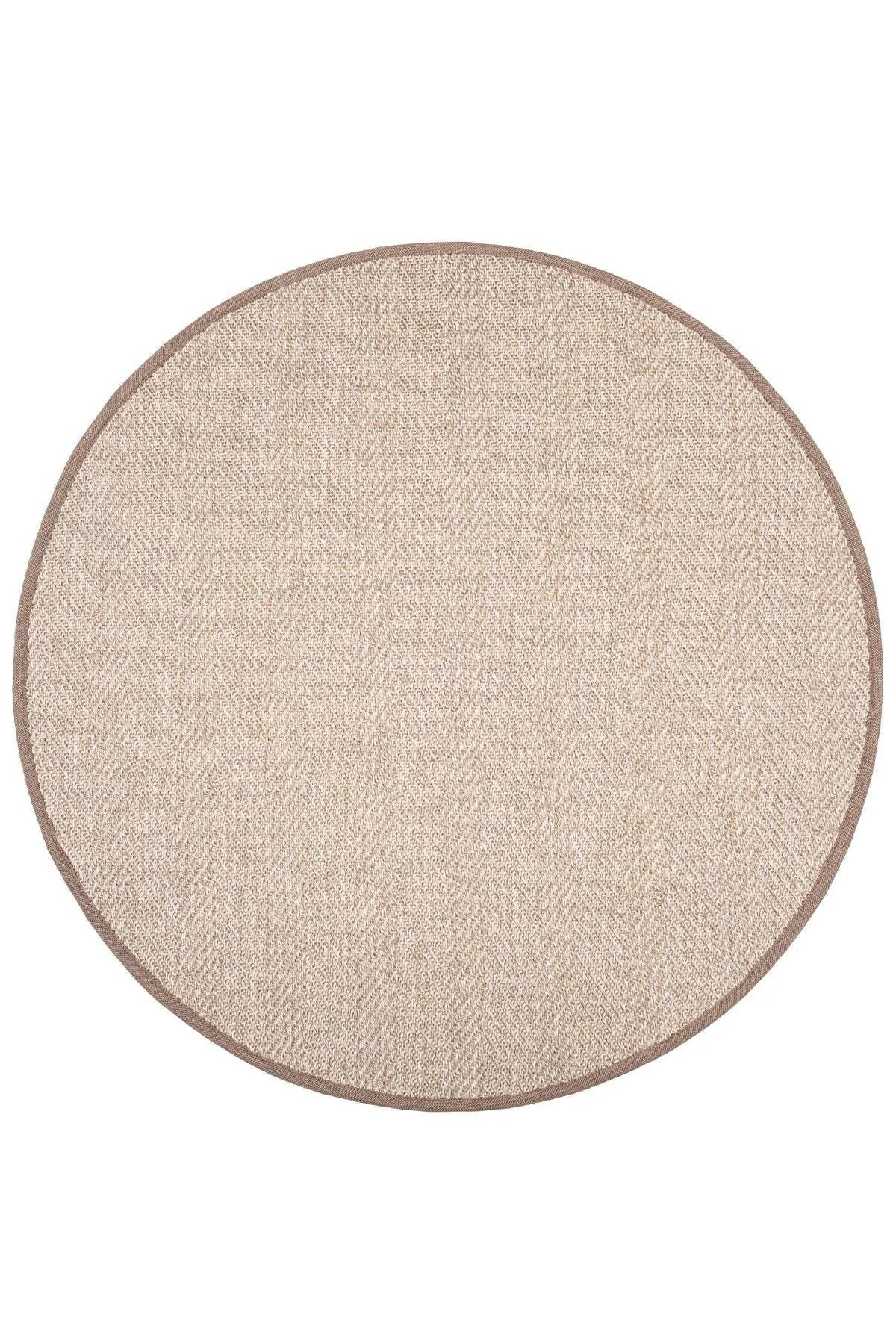 Halımax Siena M203 Hasır Dokulu İthal Sisal Halı Yuvarlak Bordürlü Bej Sisal Mutfak Koridor Halısı