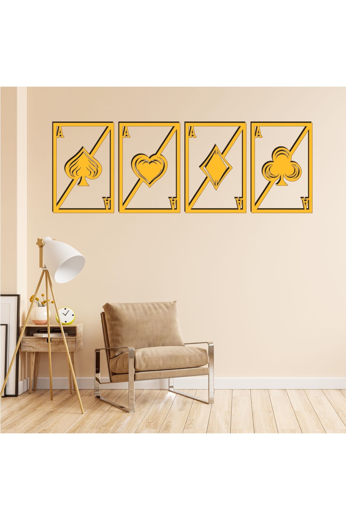 Grand Fine Art Çerçeve Görünümlü Üç Parça Renkli MDF Tablo İskambil