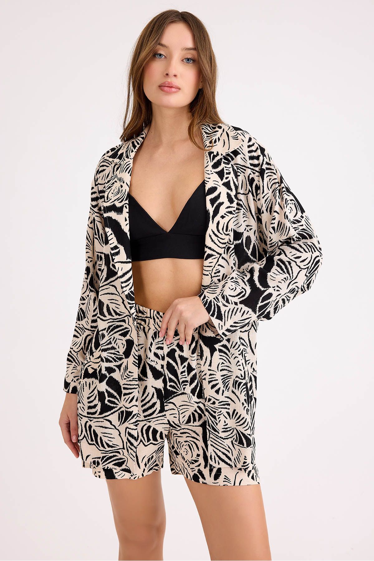 Vitrin-Flower Pattern Single Button Jacket 6