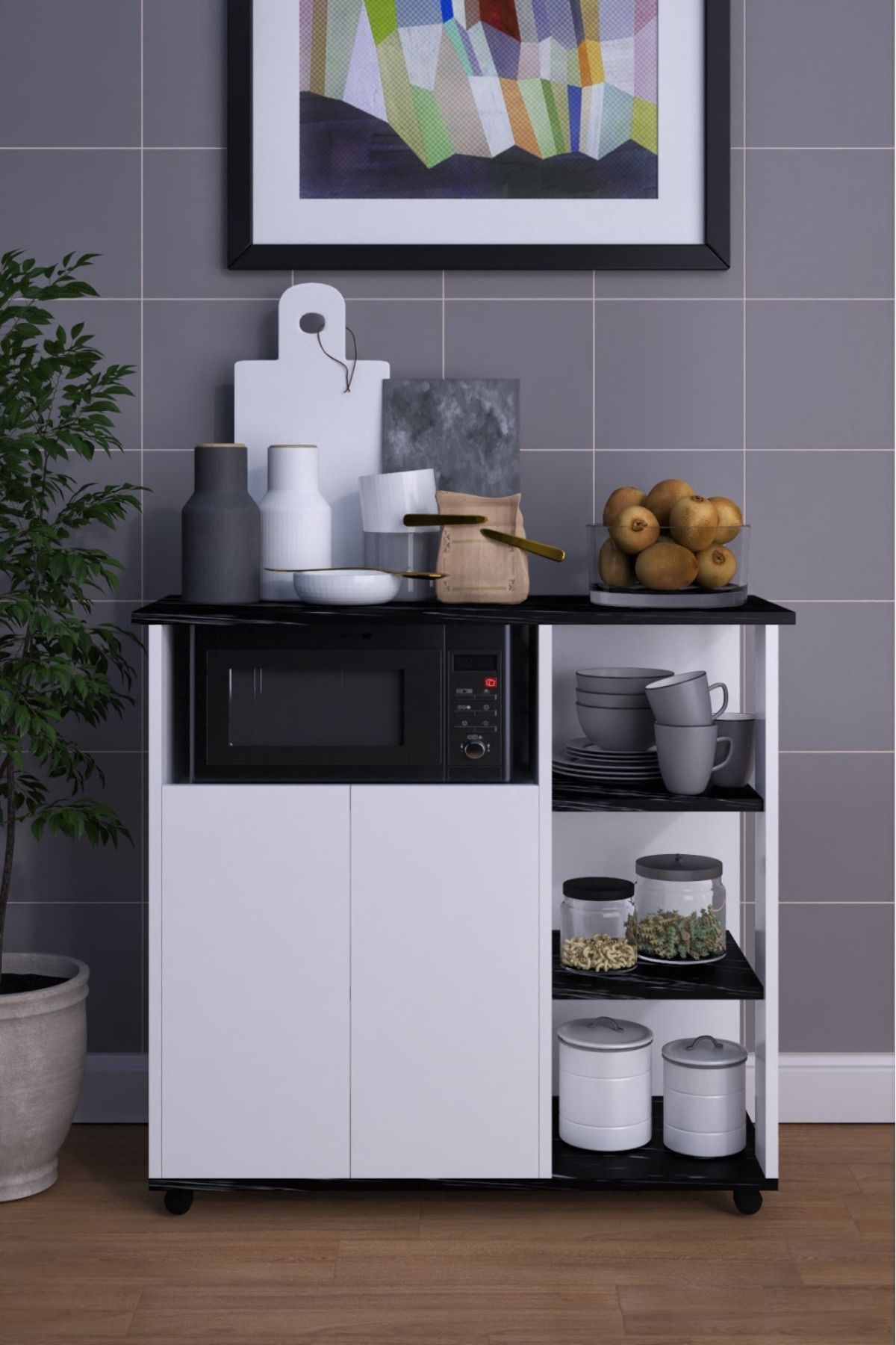 DEKORFİM Alya MDF Çok Amaçlı Dolap Mutfak Dolabı Kiler Dolabı