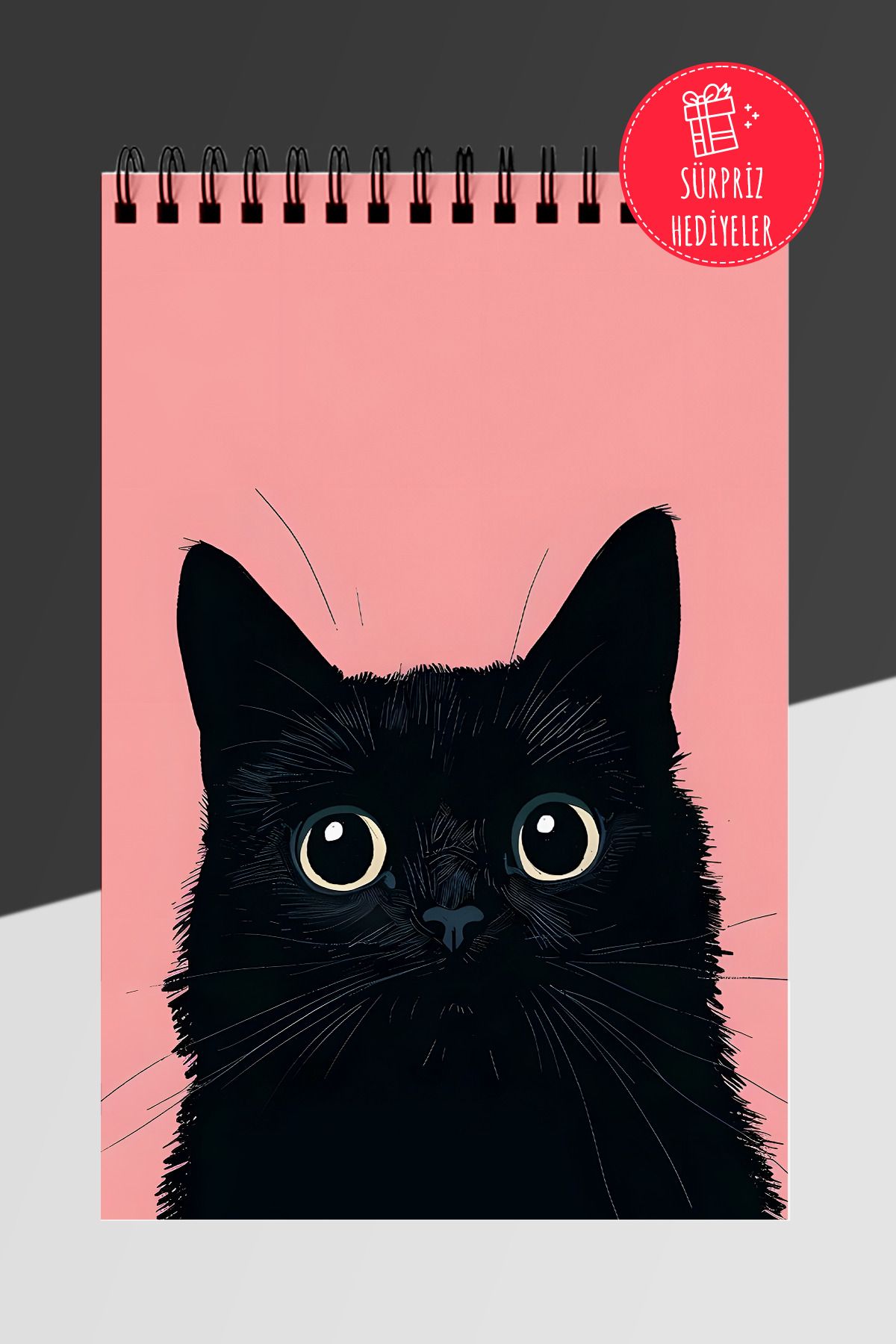 Anime Marketi Siyah Kedi Temalı Günlük Planlayıcı A5 Spiralli Defter 50 Yaprak