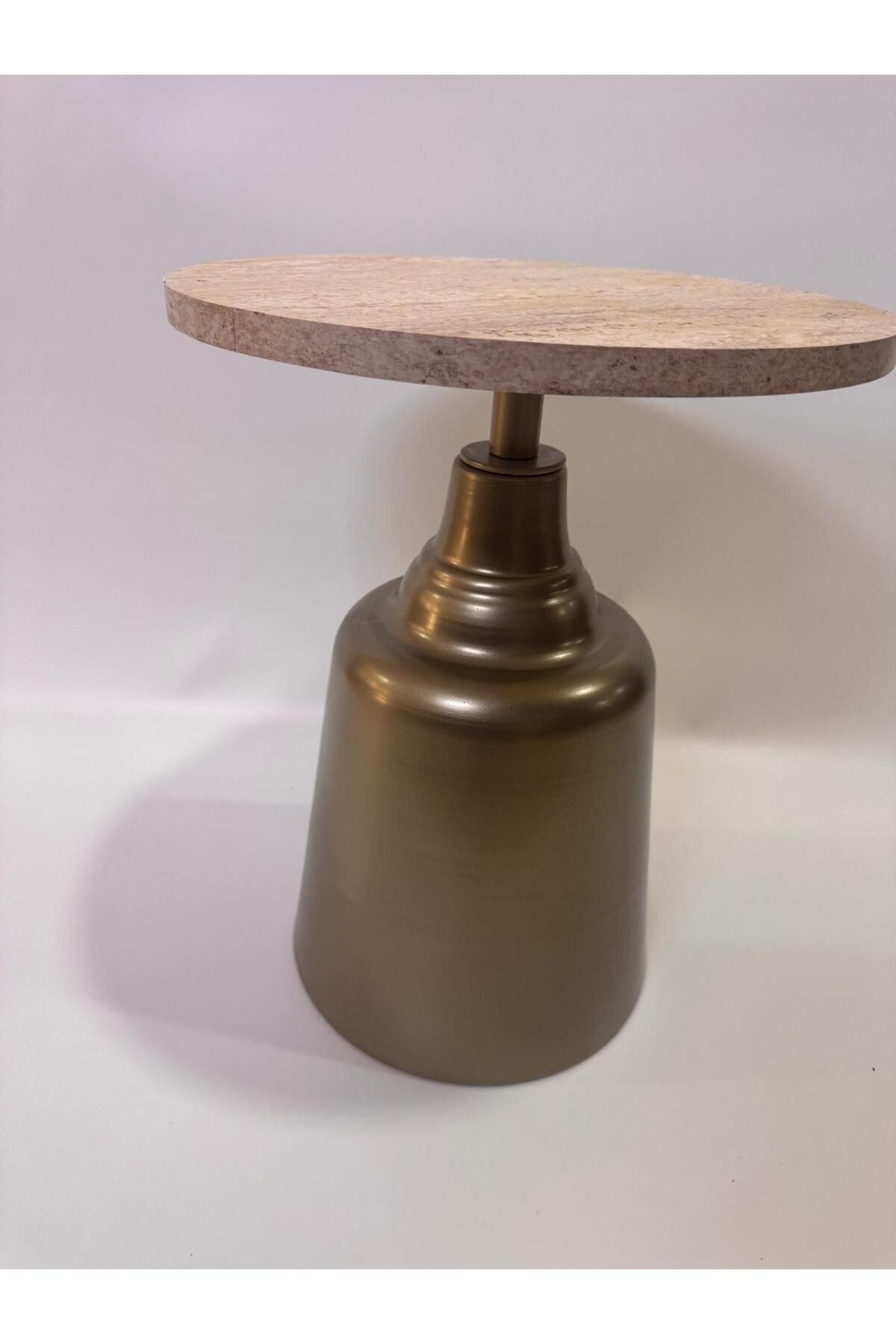 Nils Aksesuar Official Nina Cappuccino 47cm Yan Sehpa 18mm Traverten